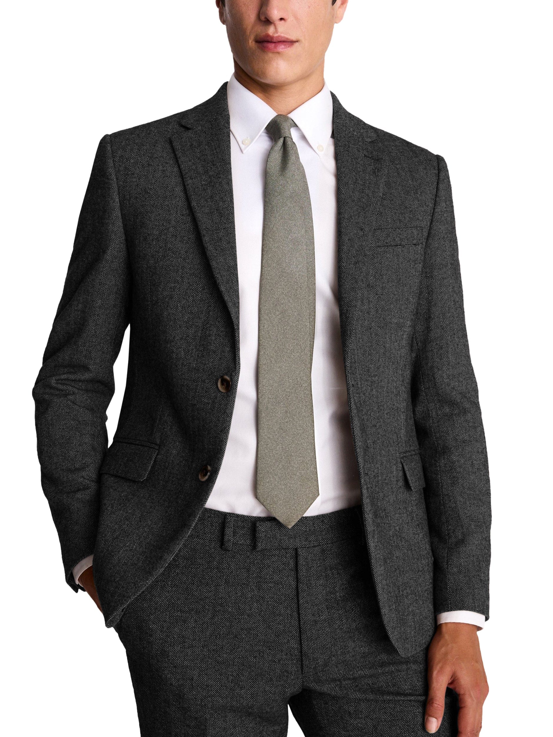 aesido 2 Piece Business Casual Notch Lapel Double Button Slim Fit Men Suit (Blazer+Pants)