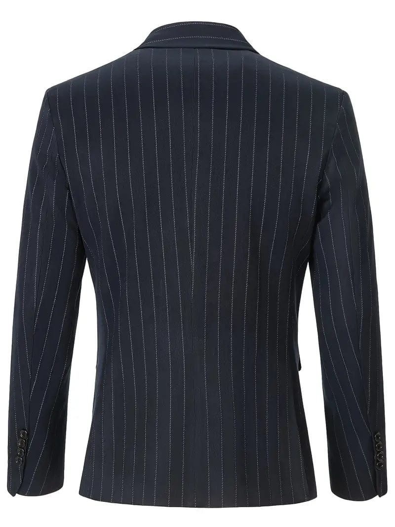 aesido 2 Piece Striped Double Button Notch Lapel Men' Suit (Blazer+Pants)