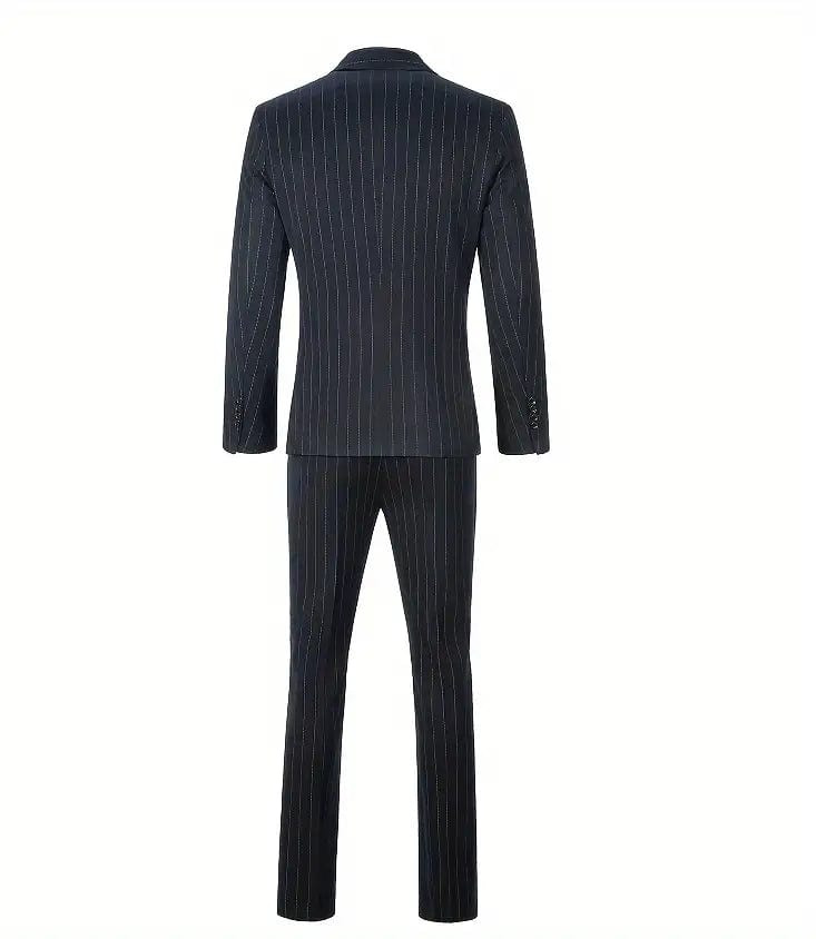 aesido 2 Piece Striped Double Button Notch Lapel Men' Suit (Blazer+Pants)