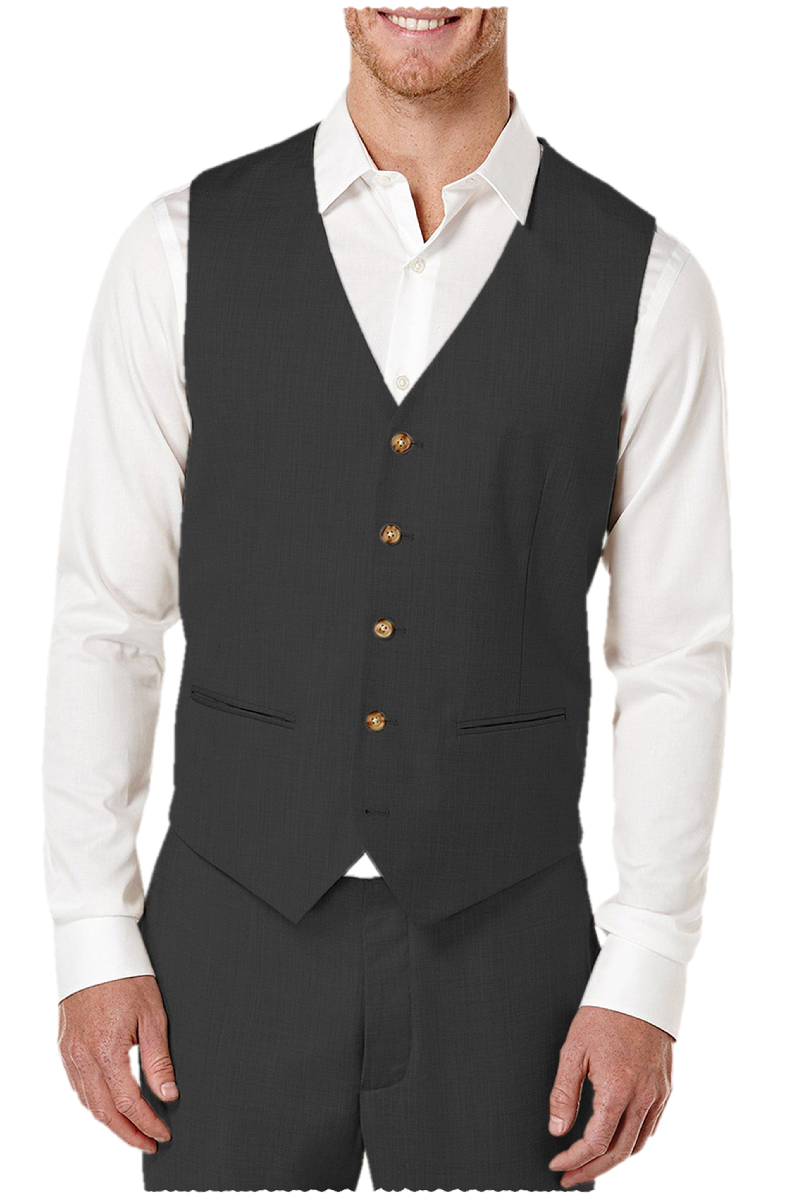 aesido 2 Pieces Single Brasted V Neck Men's Vest (Waistcoat+Pants)