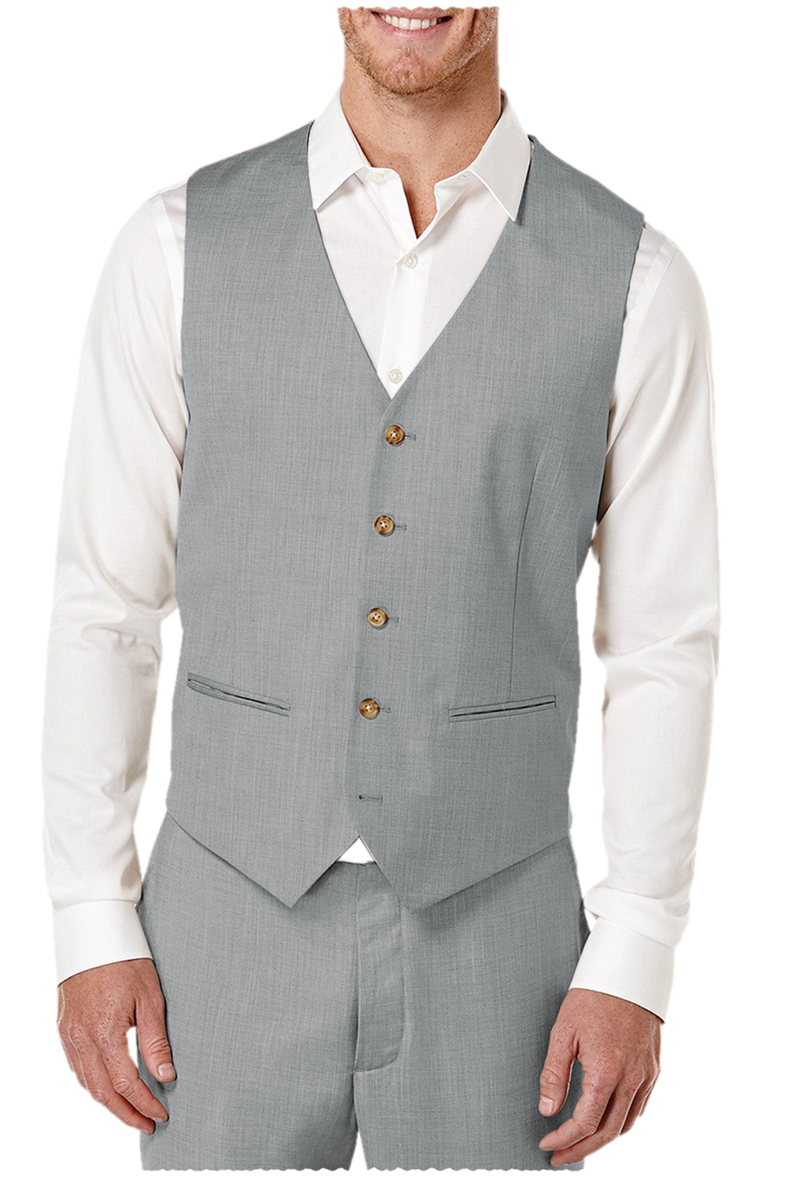 aesido 2 Pieces Single Brasted V Neck Men's Vest (Waistcoat+Pants)