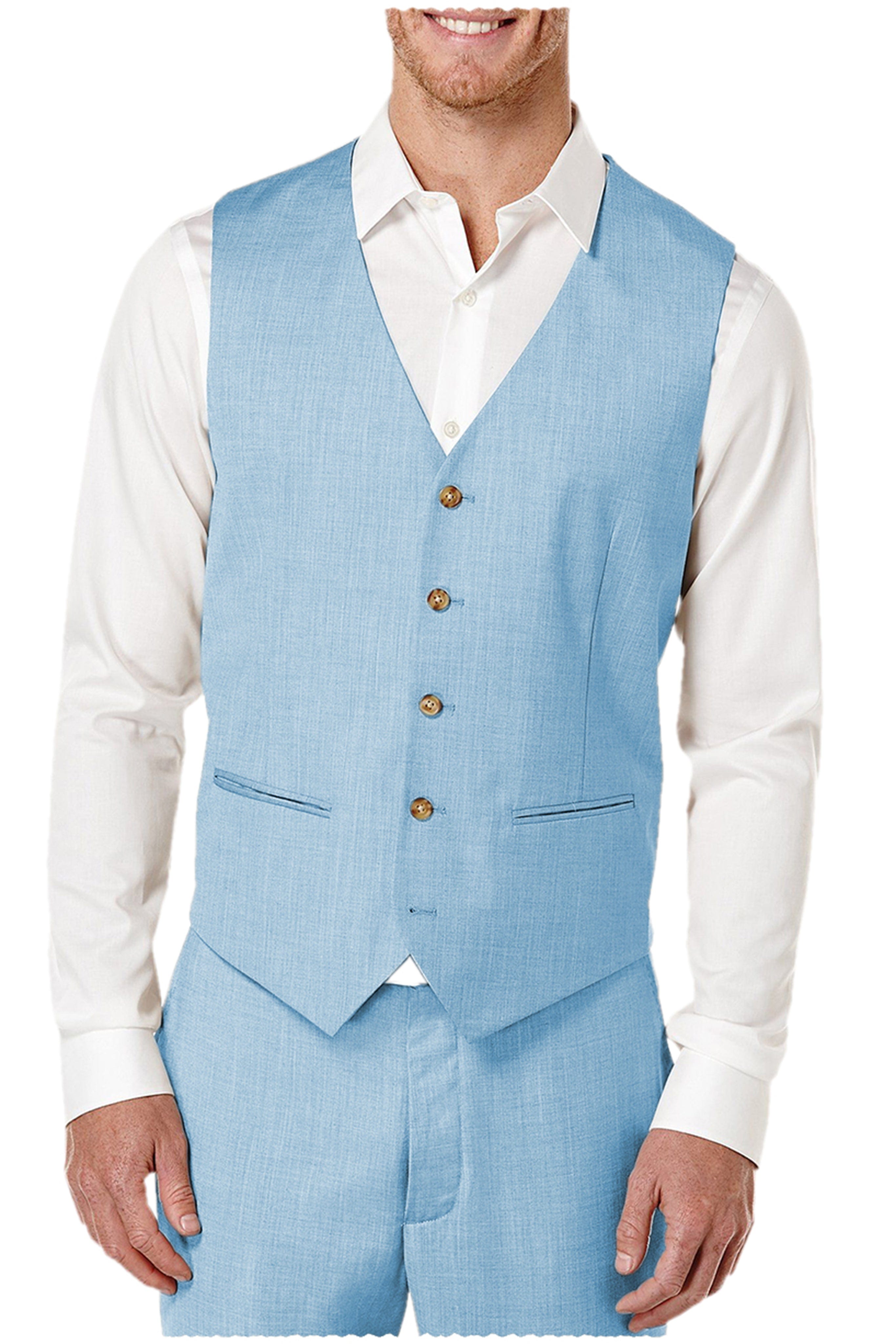 aesido 2 Pieces Single Brasted V Neck Men's Vest (Waistcoat+Pants)