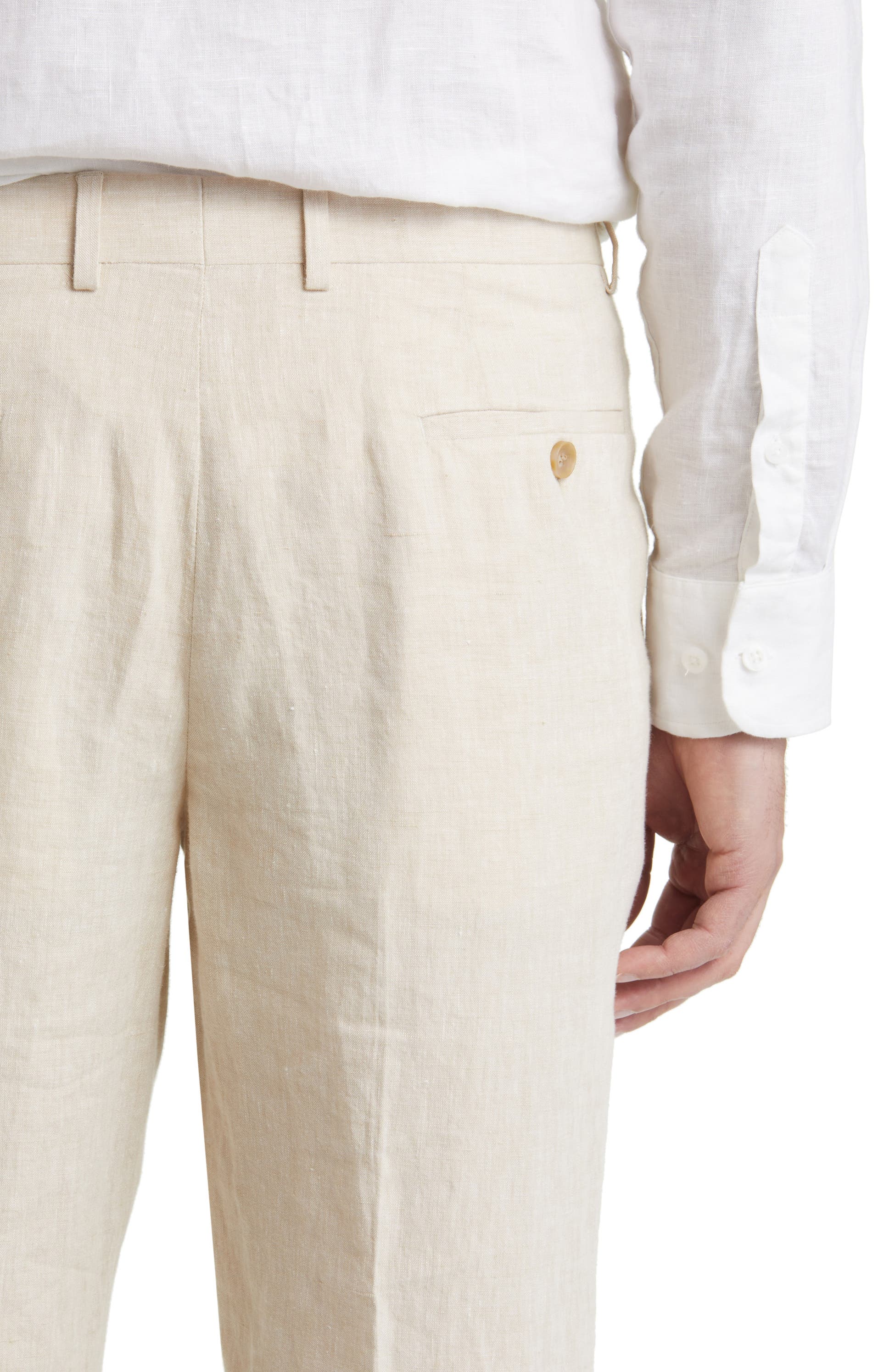 aesido Beige Linen Business Casual Men's Pants