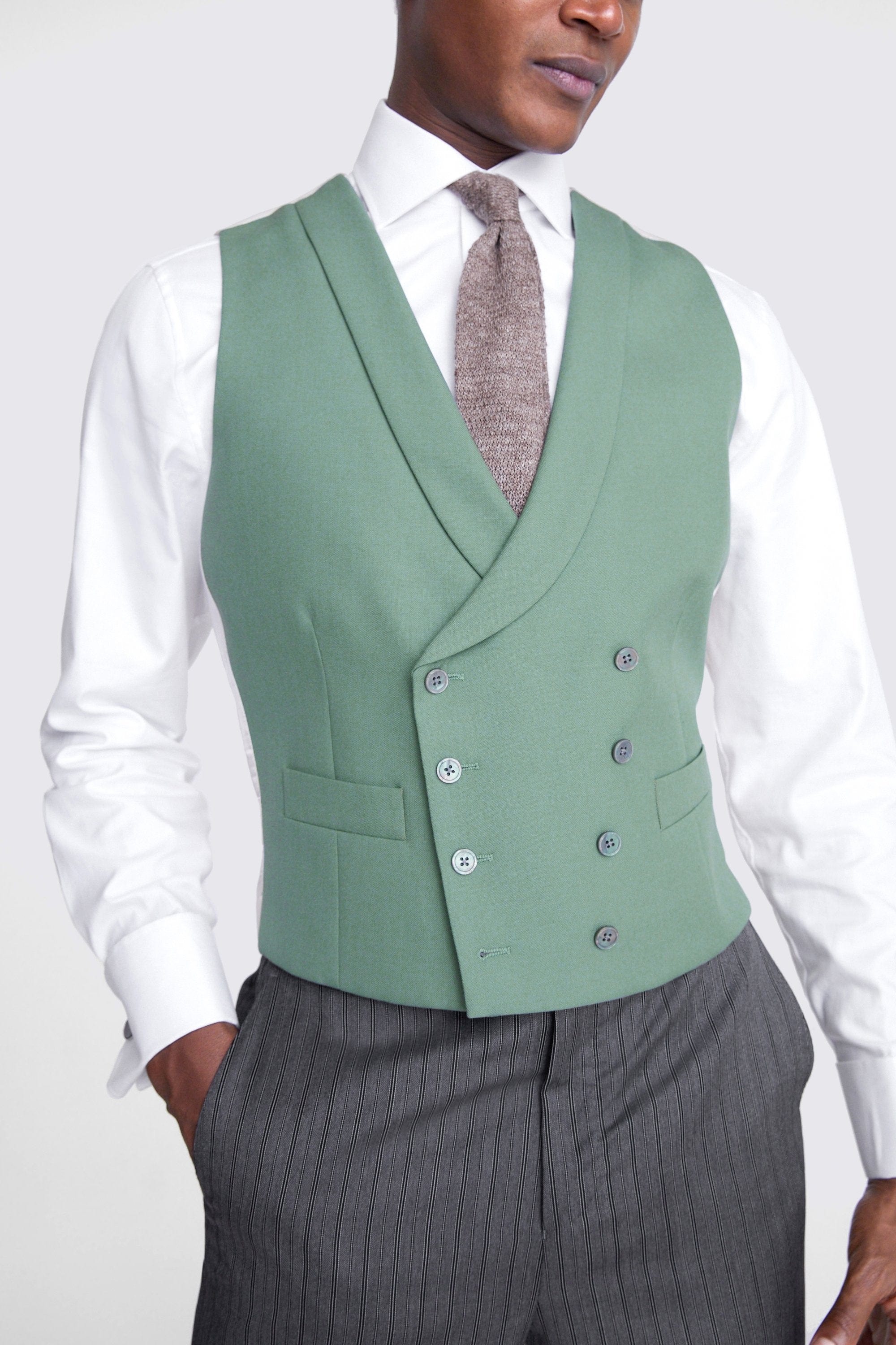 aesido Business Casual Double Breasted Shawl Lapel Men Vest