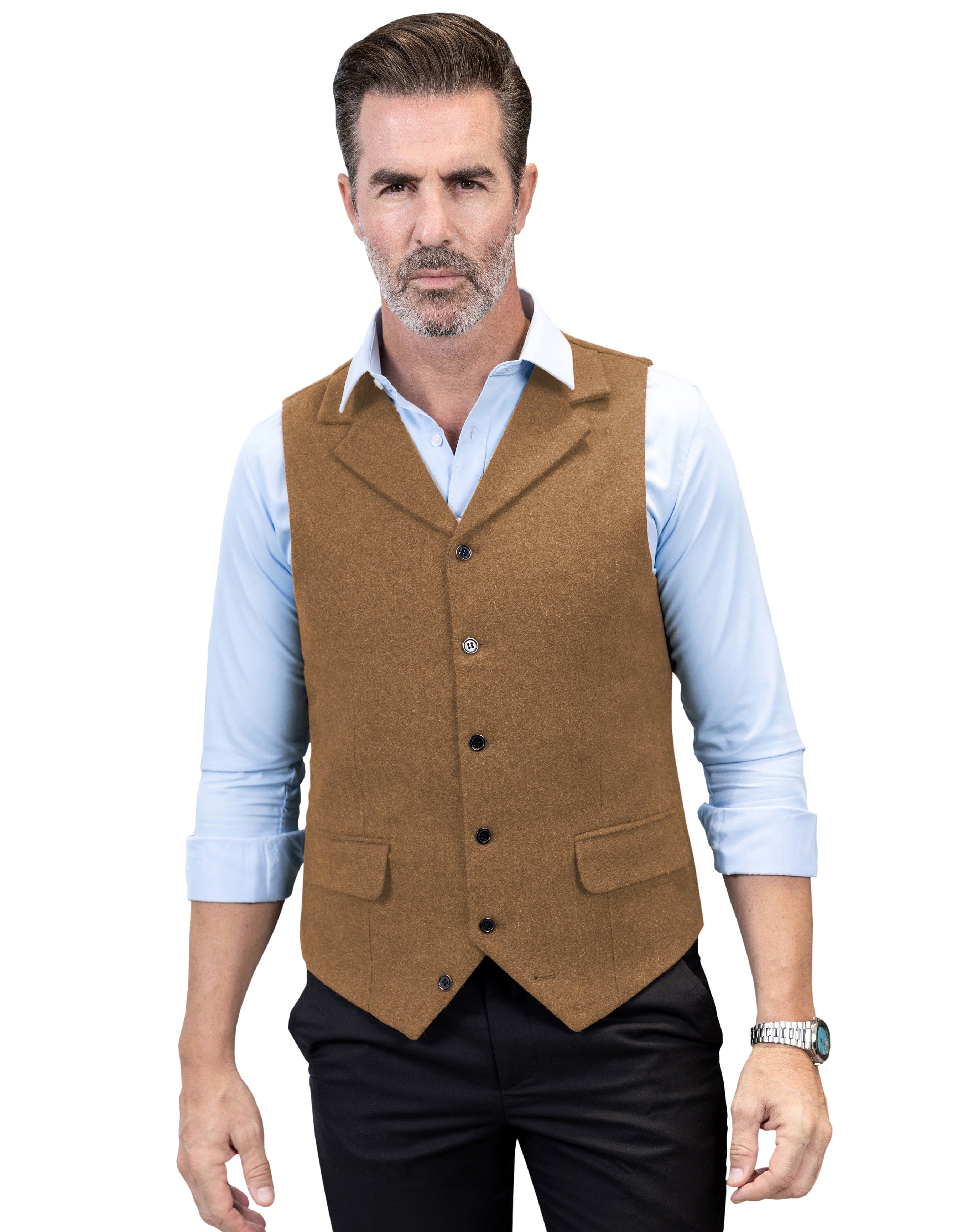 aesido Business Casual Single Breasted Notch Lapel Mens Vest