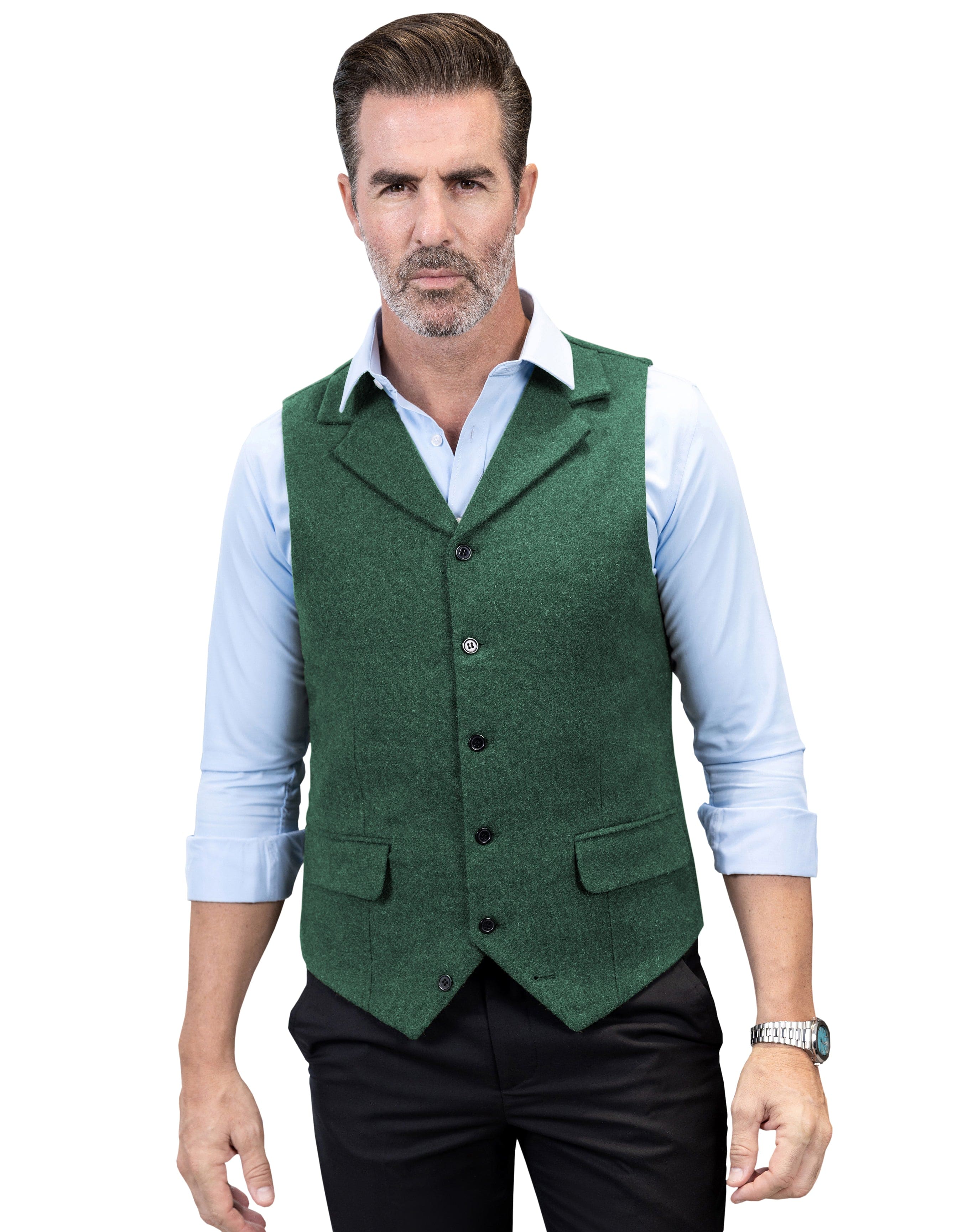 aesido Business Casual Single Breasted Notch Lapel Mens Vest