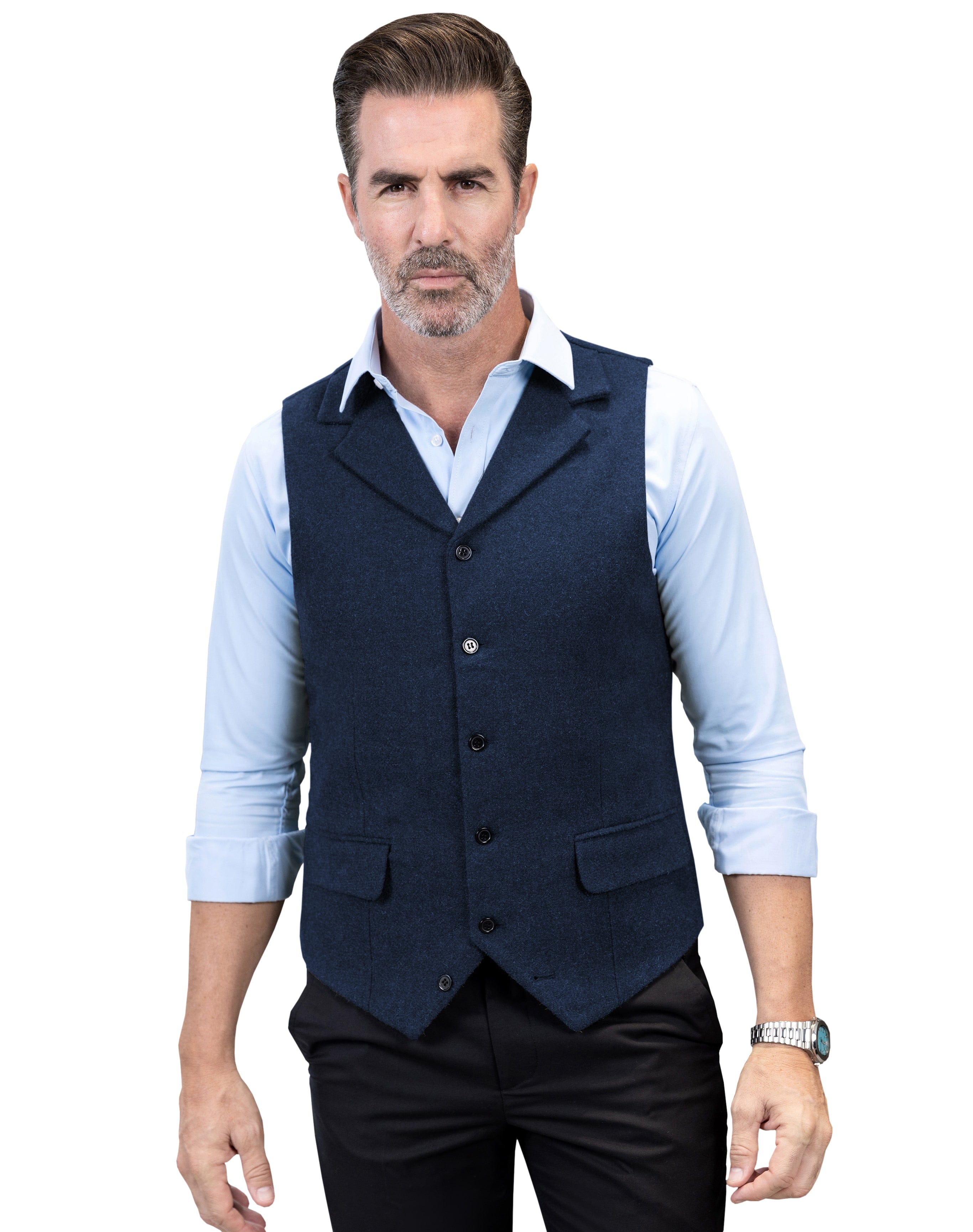 aesido Business Casual Single Breasted Notch Lapel Mens Vest