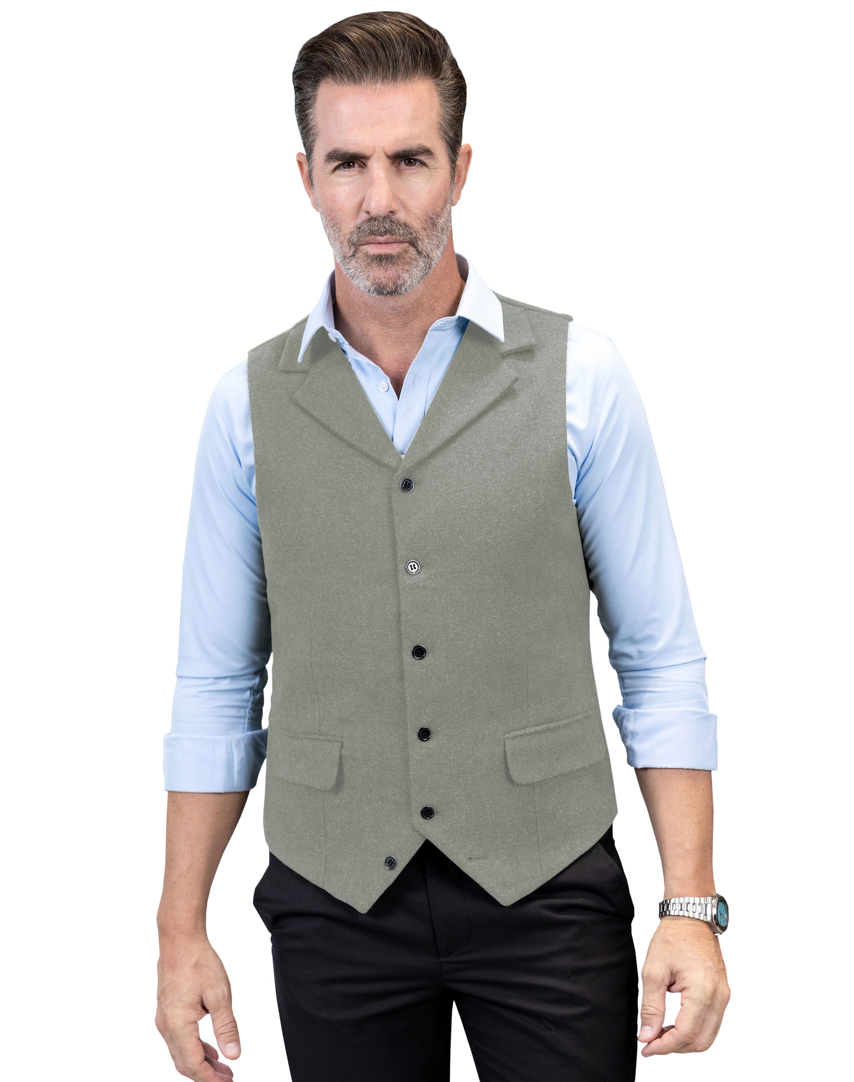 aesido Business Casual Single Breasted Notch Lapel Mens Vest