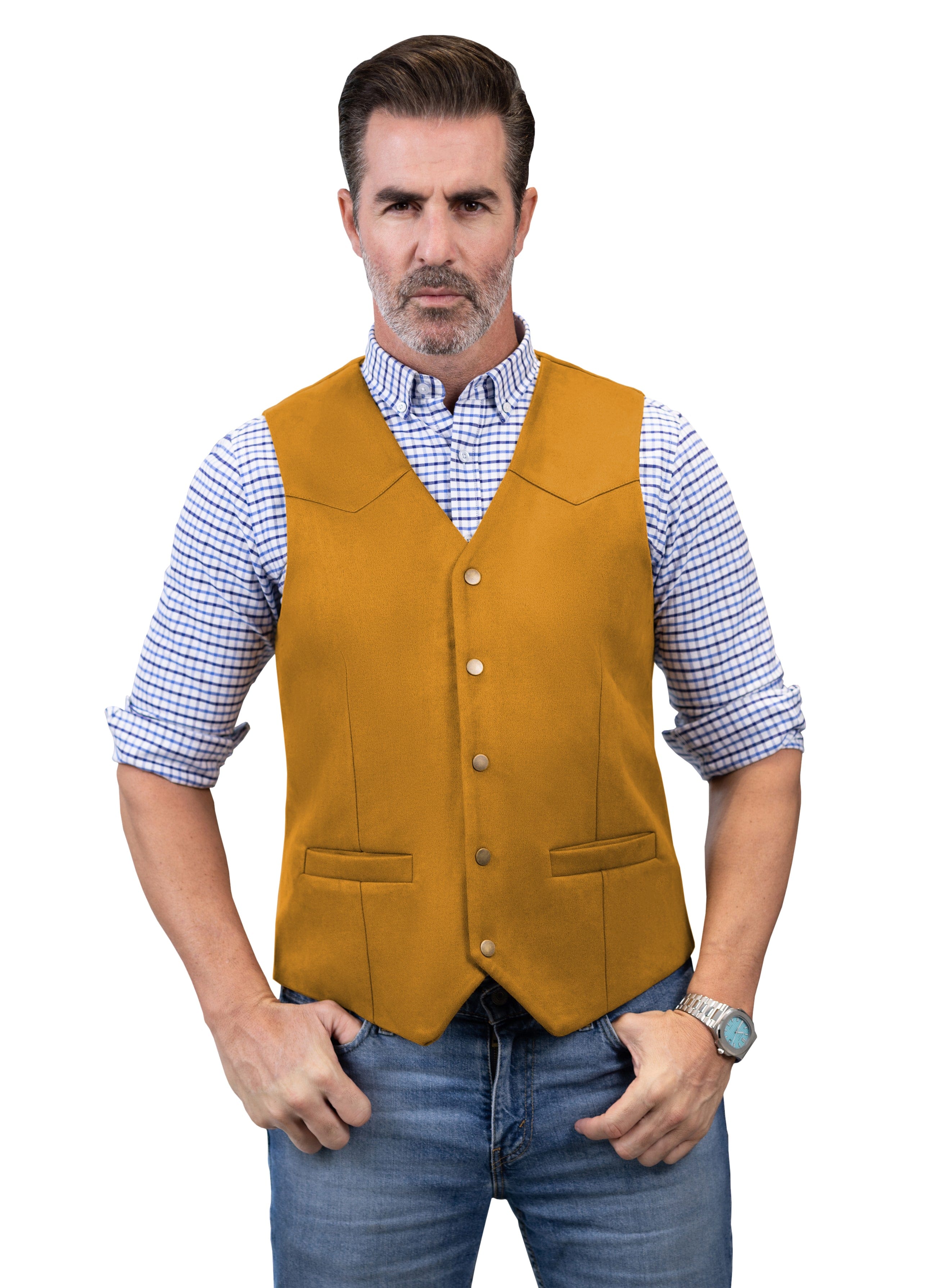 aesido Casual Men's Suede V Lapel Vest