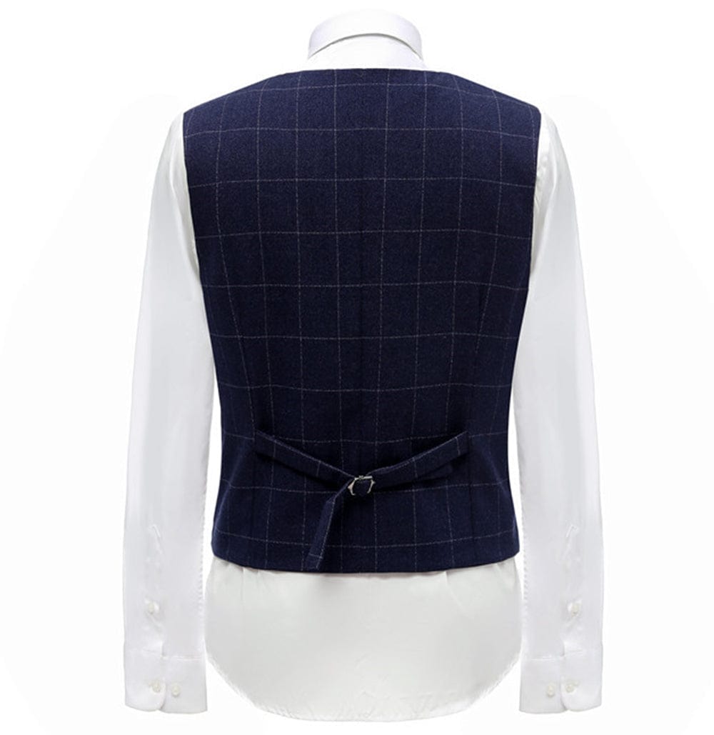 aesido Fashion Men's Suit Vest Plaid Peak Lapel Waistcoat