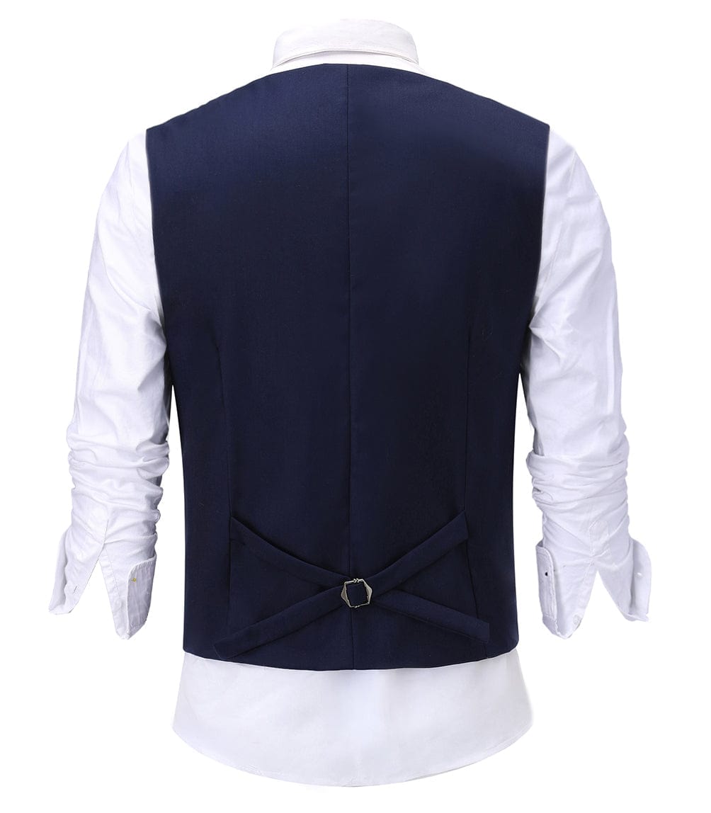 aesido Flat Shawl Lapel Navy Waistcoat