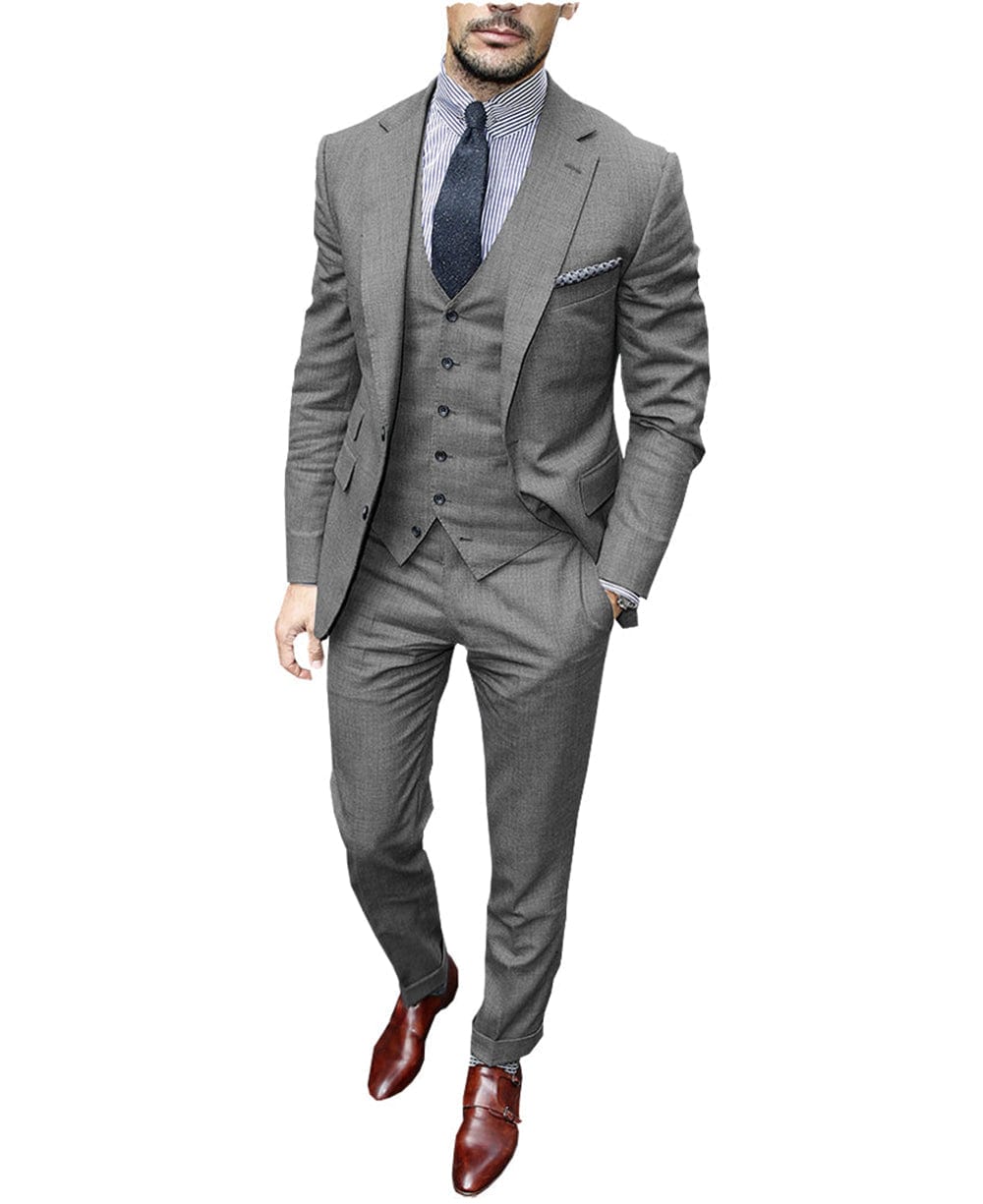 aesido Formal 3 Piece Men's Suit(Blazer + Vest + Pants)