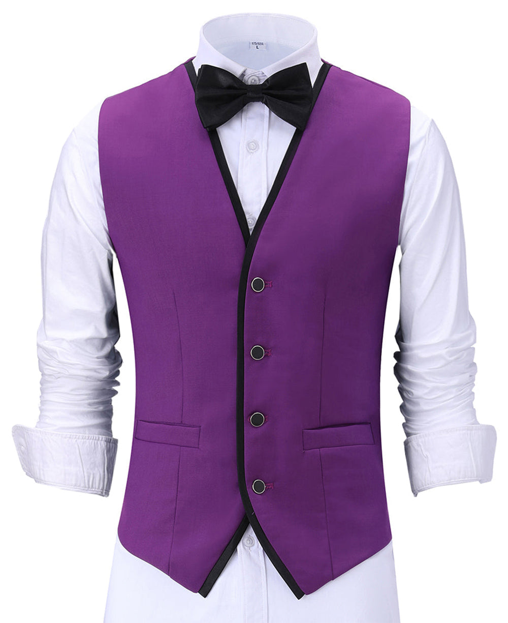 aesido Formal Flat V Neck Waistcoat Slim Fit Suit Vest