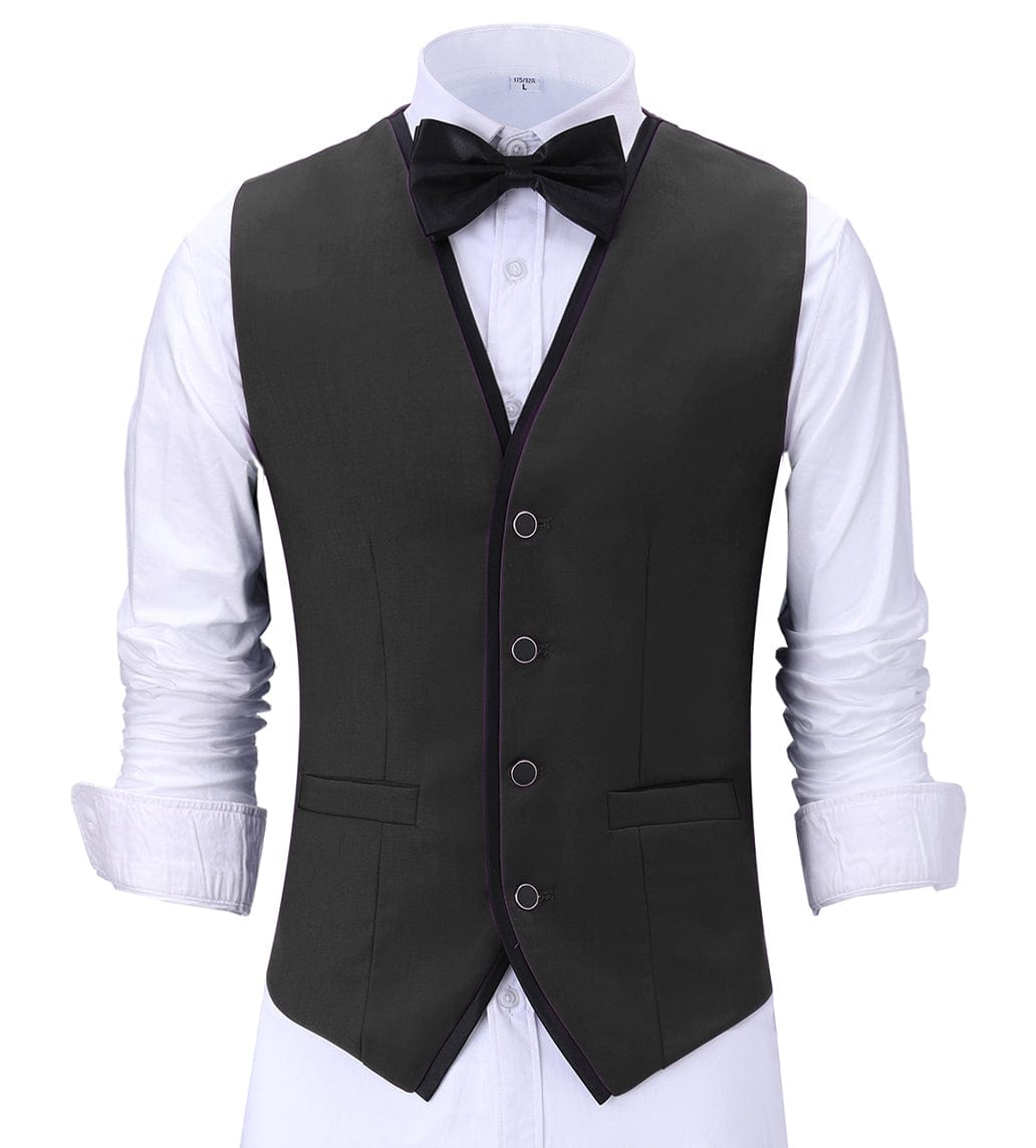 aesido Formal Flat V Neck Waistcoat Slim Fit Suit Vest