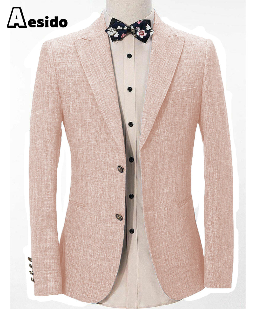 aesido Formal Men's Regular Peak Lapel Blazer for Weddings