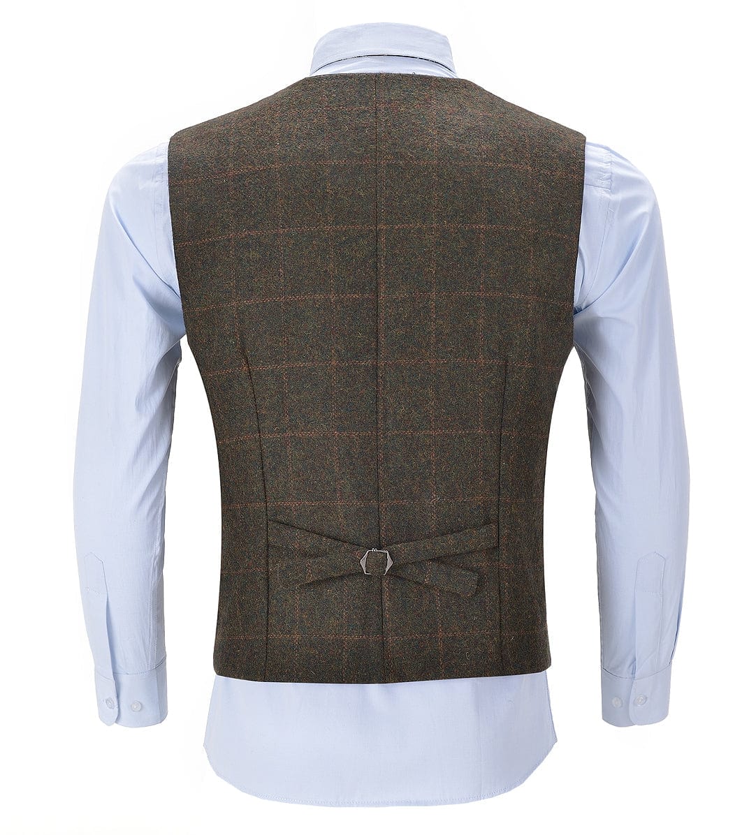 aesido Formal Tweed Plaid Notch Lapel Waistcoat Slim Fit Suit Vest