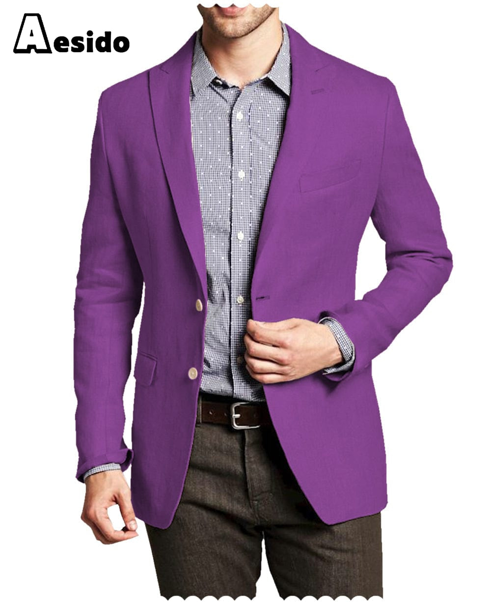 aesido Men Double Button Notch Lapel Blazer