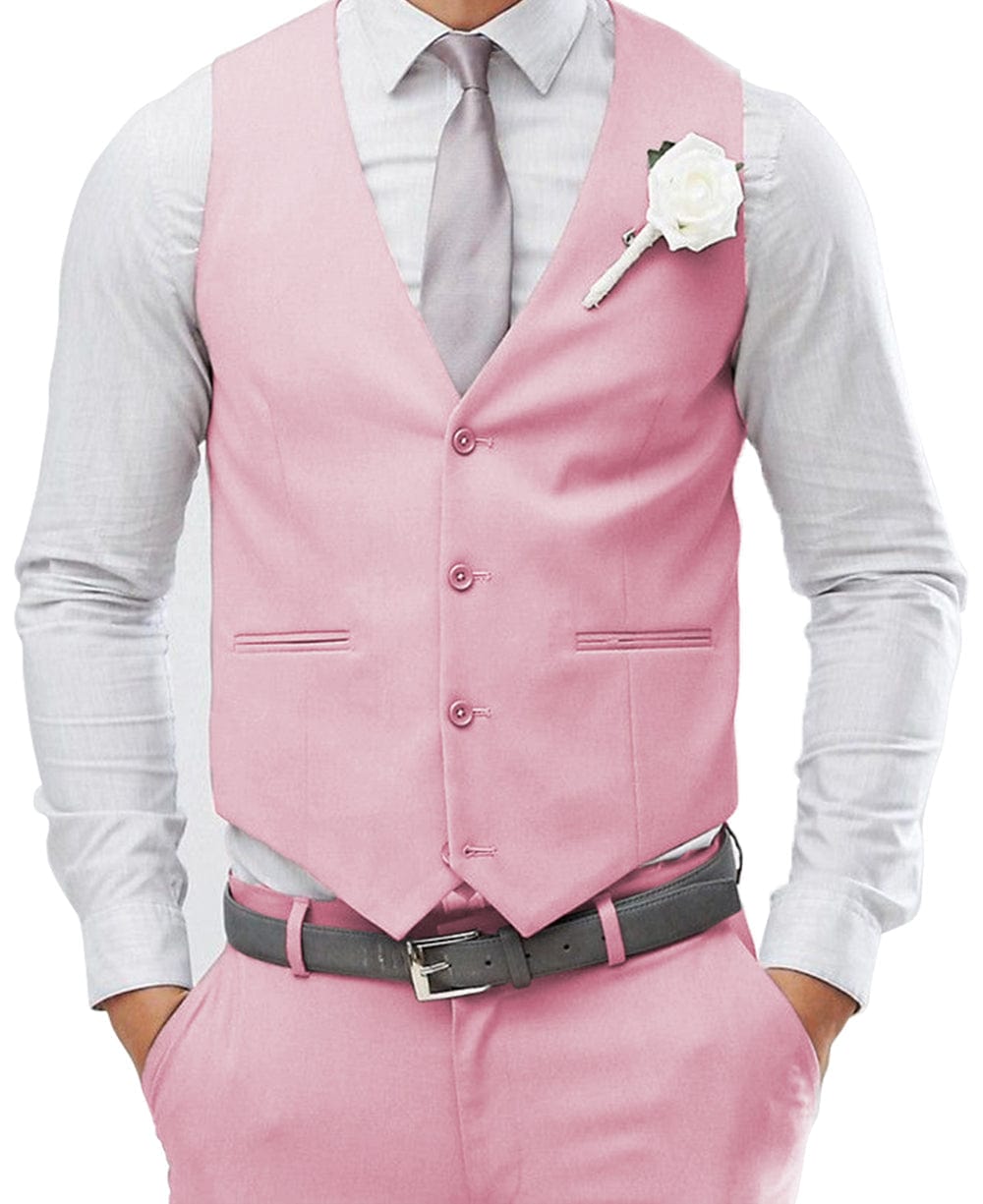 aesido Men's 2 Pieces Single Breasted V Neck Waistcoat（Vest+Pants）