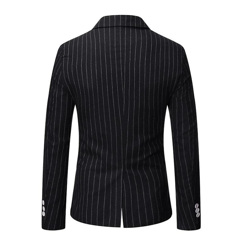 aesido Men's Casual Striped Peak Lapel Double Breasted Blazer