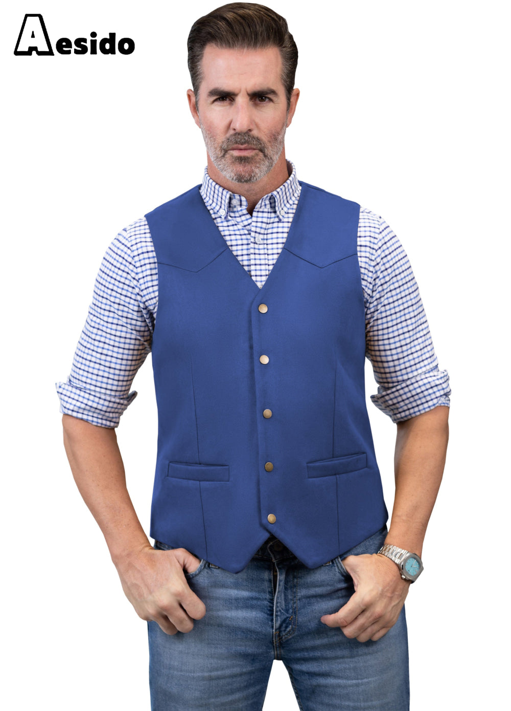 aesido Men's Casual V Neck Waistcoat