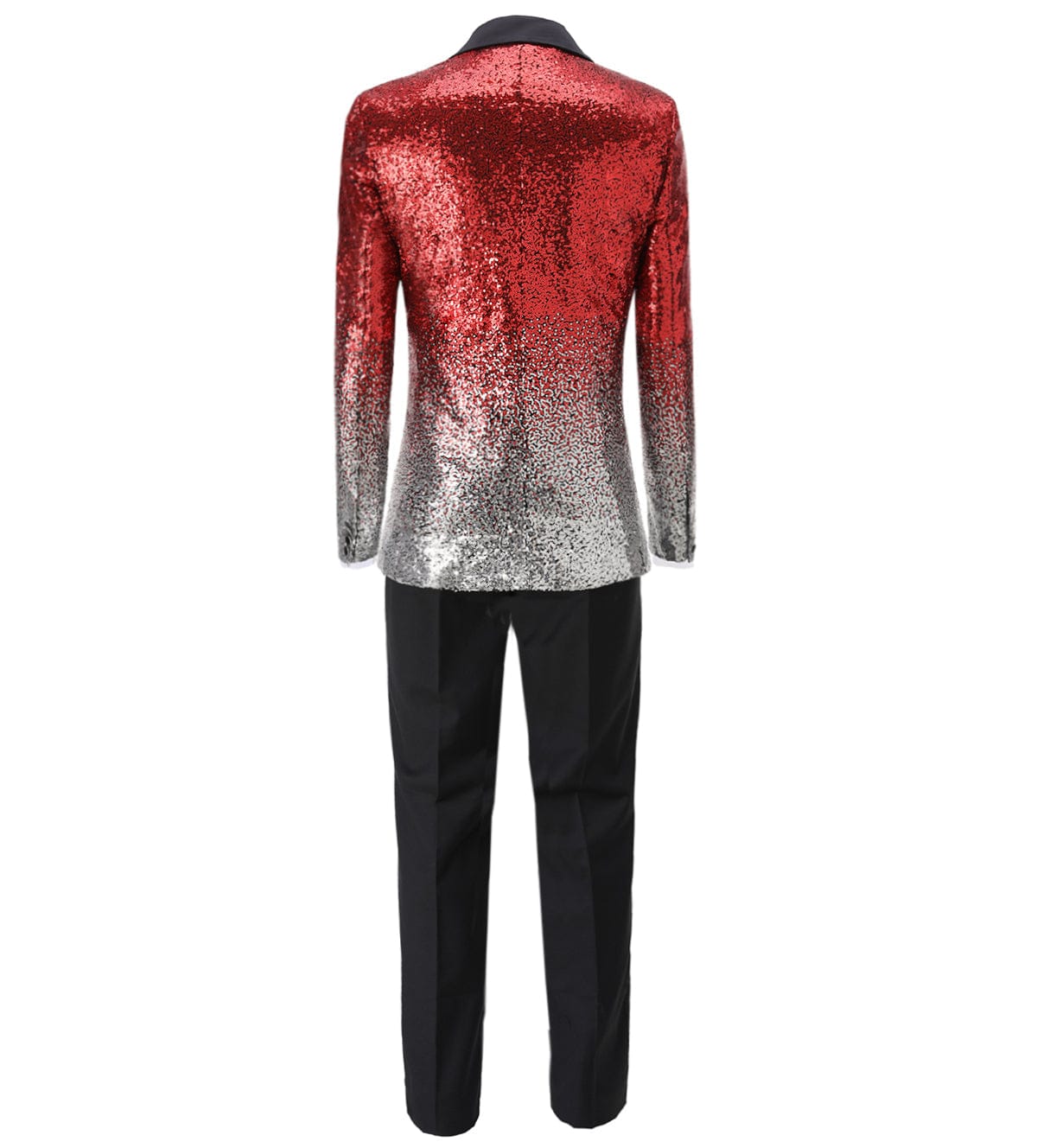 aesido Men's Fashion Gradient Sequined Tuxedo Suit Peak Lapel Men's Suit (Blazer + Vest + Pants)