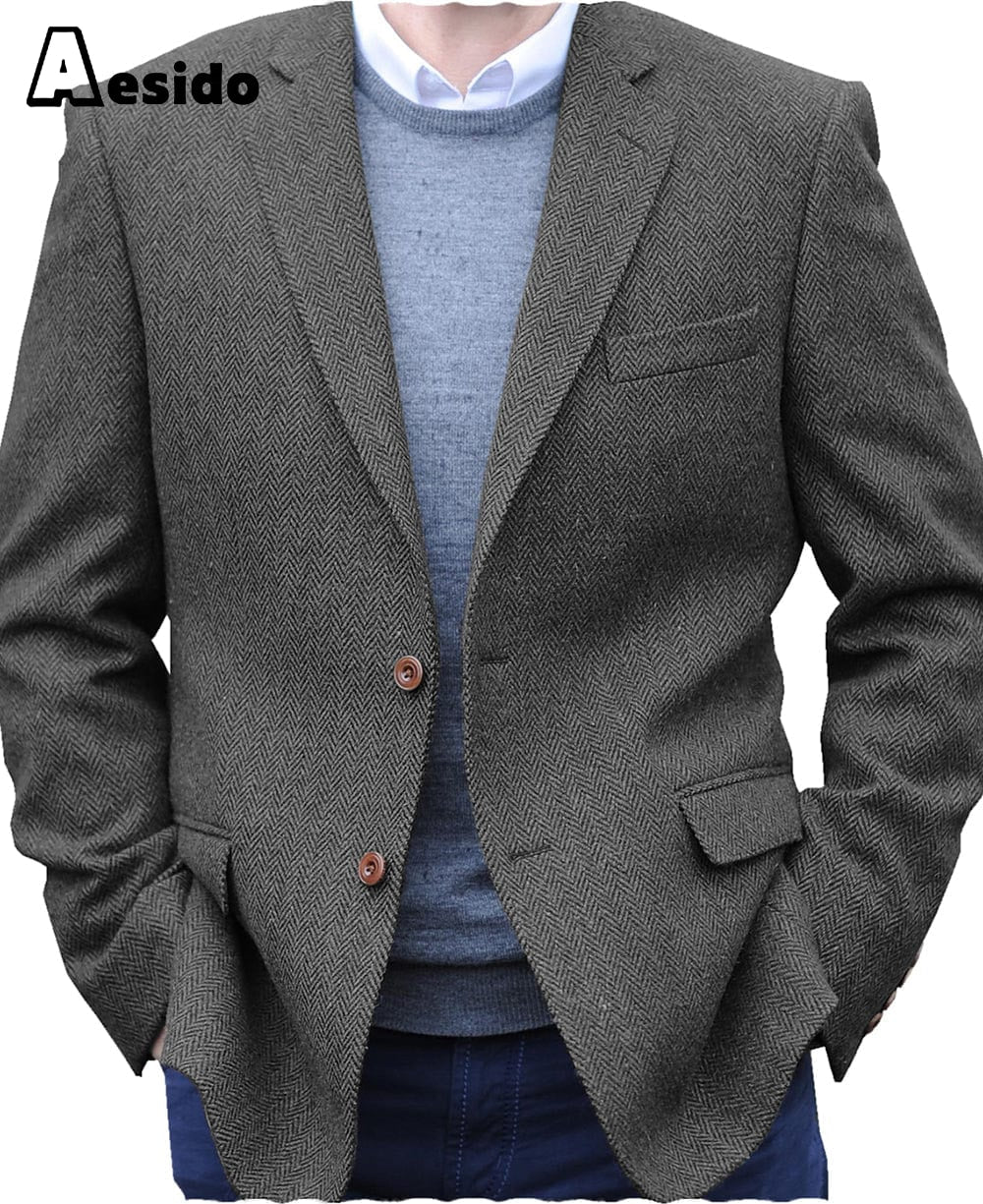 aesido Men's Notch Lapel Blazer