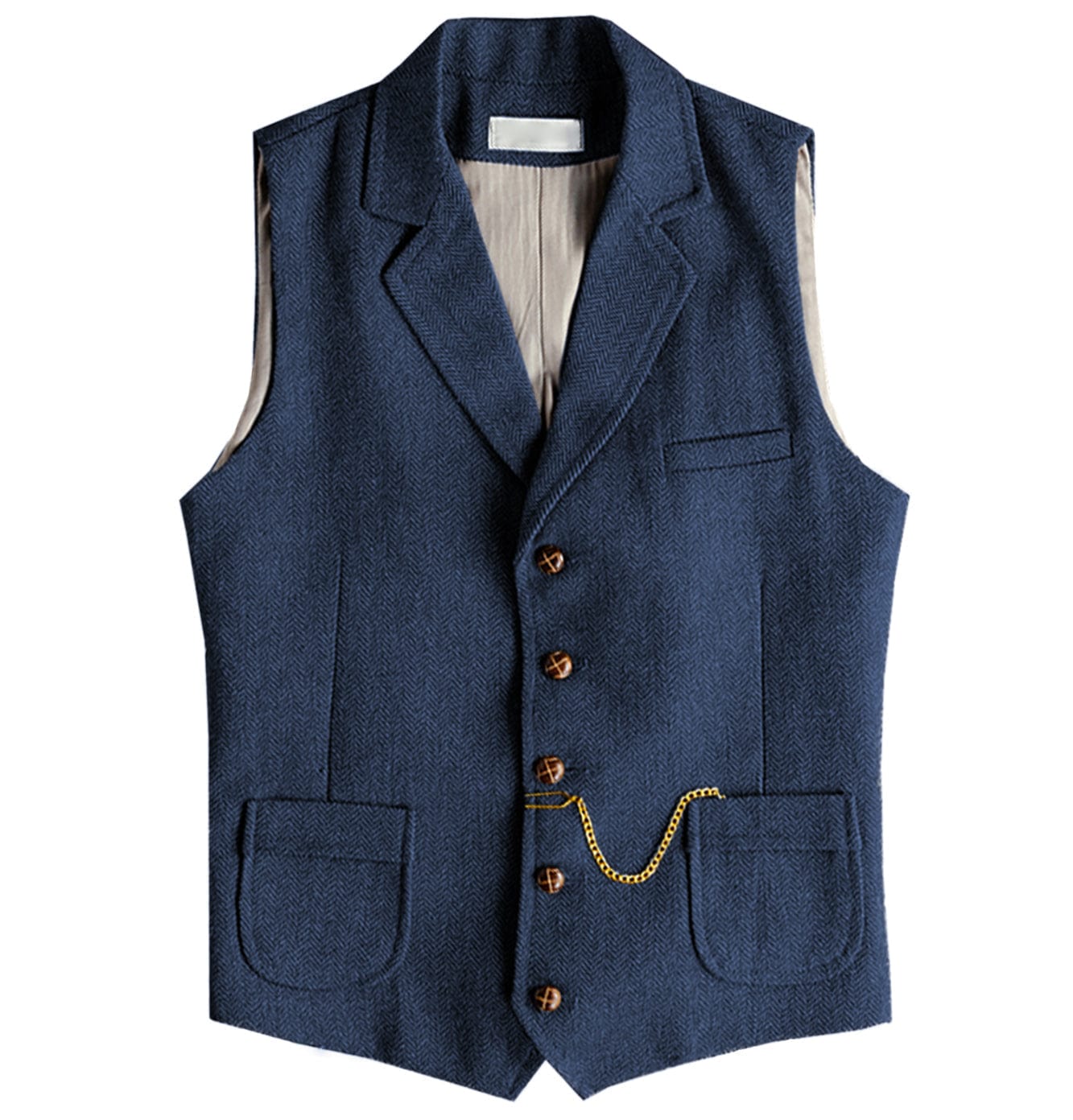 aesido Men's Notch Lapel Single Breasted Waistcoat