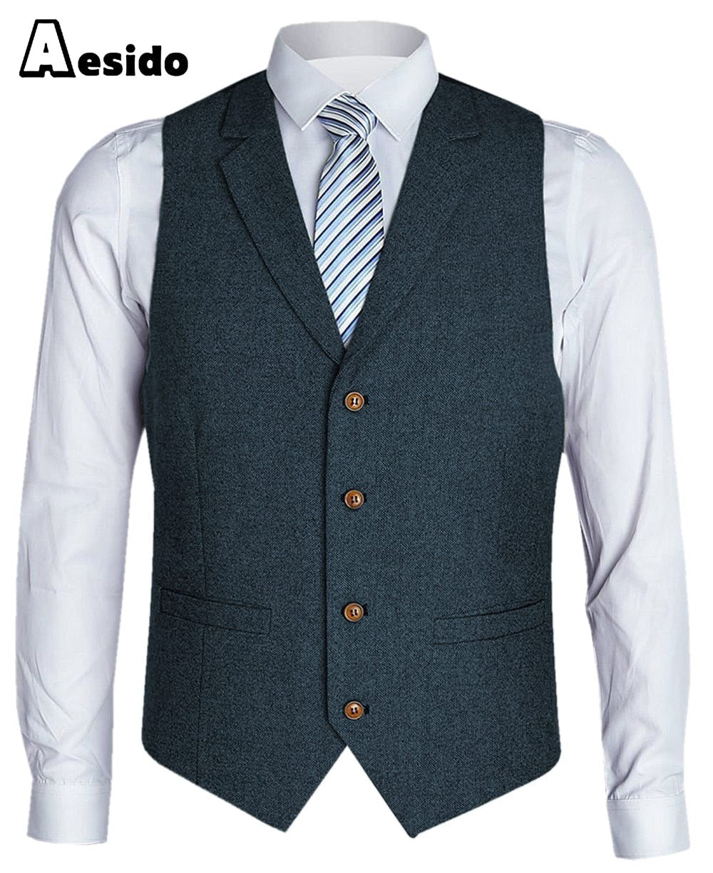 aesido Men‘s Single Breasted Notch Lapel Waistcoat