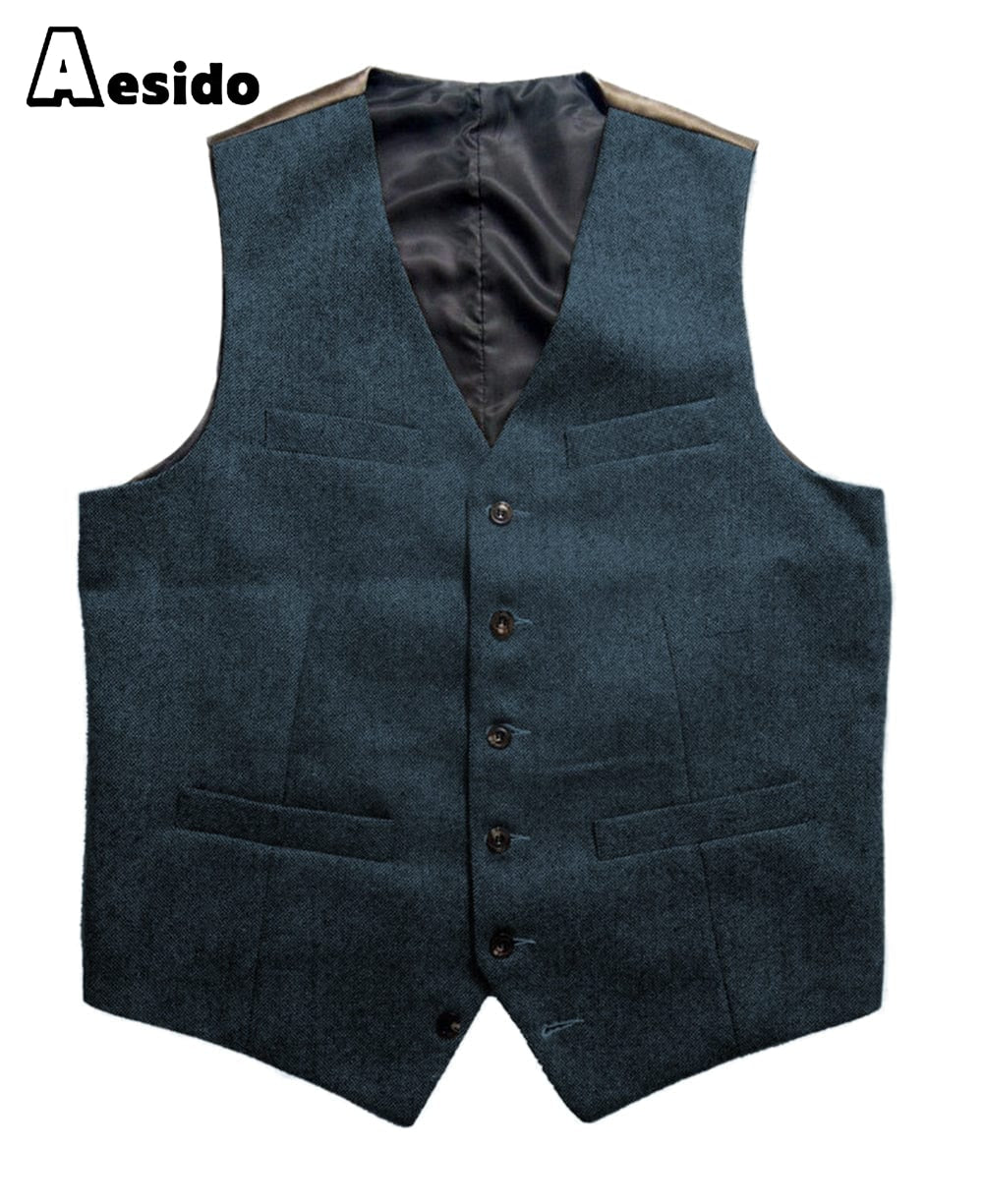 aesido Men‘s ’Single Breasted V Neck Waistcoat