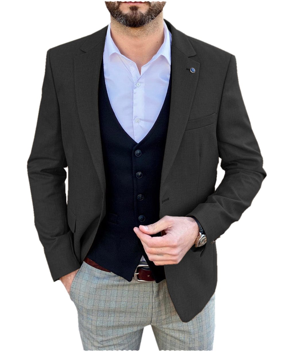 aesido Men's Single Button Peak Lapel Jacket