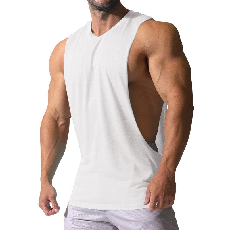 aesido Men's Sports Casual Solid Color Sleeveless Waistcoat T Shirt