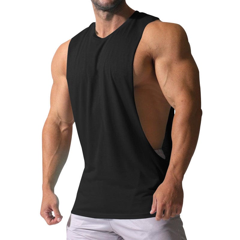 aesido Men's Sports Casual Solid Color Sleeveless Waistcoat T Shirt