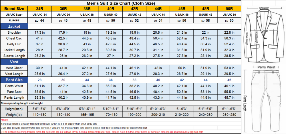 aesido Flat 3 Piece Men's Suit For Wedding(Blazer + Vest + Pants)