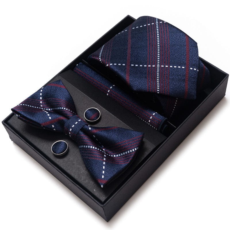 aesido Men's Tie 4-Piece (Tie + Bow Tie + Handkerchief + Cufflinks)