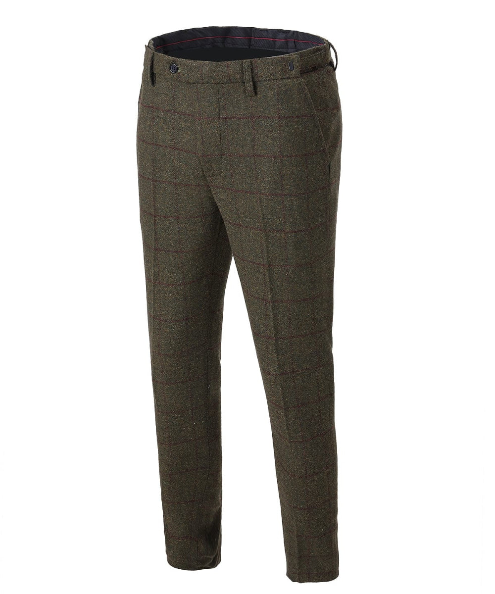 aesido Men's Tweed Plaid Trousers