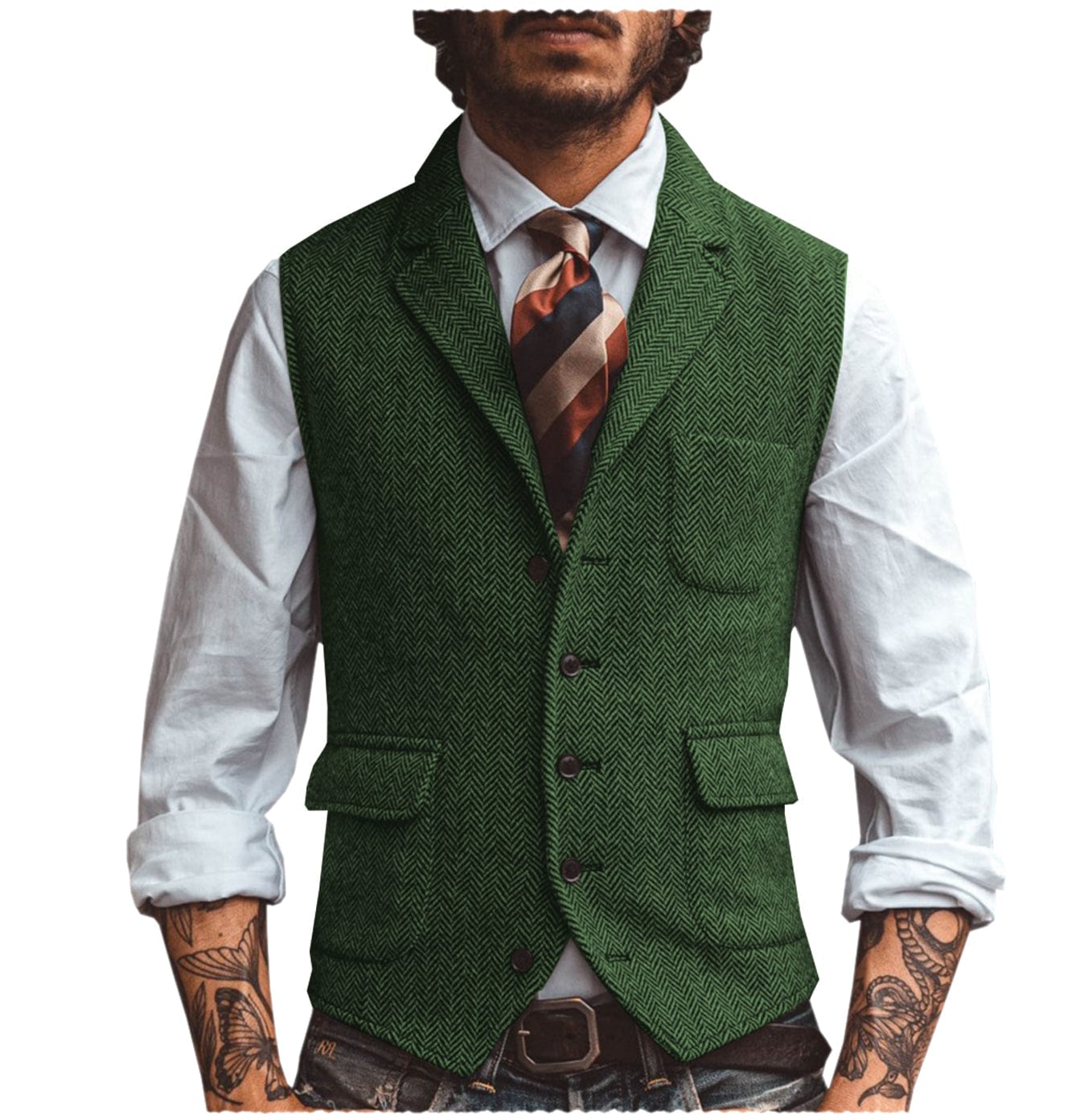 aesido Men's Vest Notch Lapel Single Breasted Waistcoat