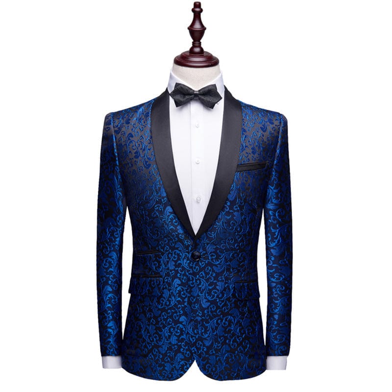 aesido Men Shawl Lapel Single Button Blazer