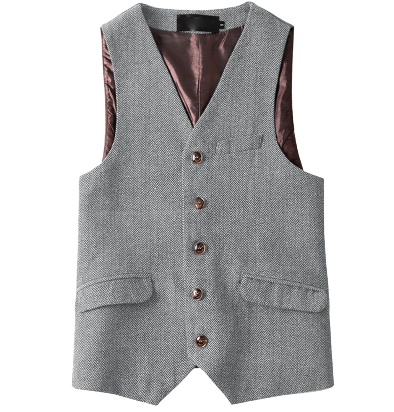 aesido Men Single Breast V Neck Waistcoat