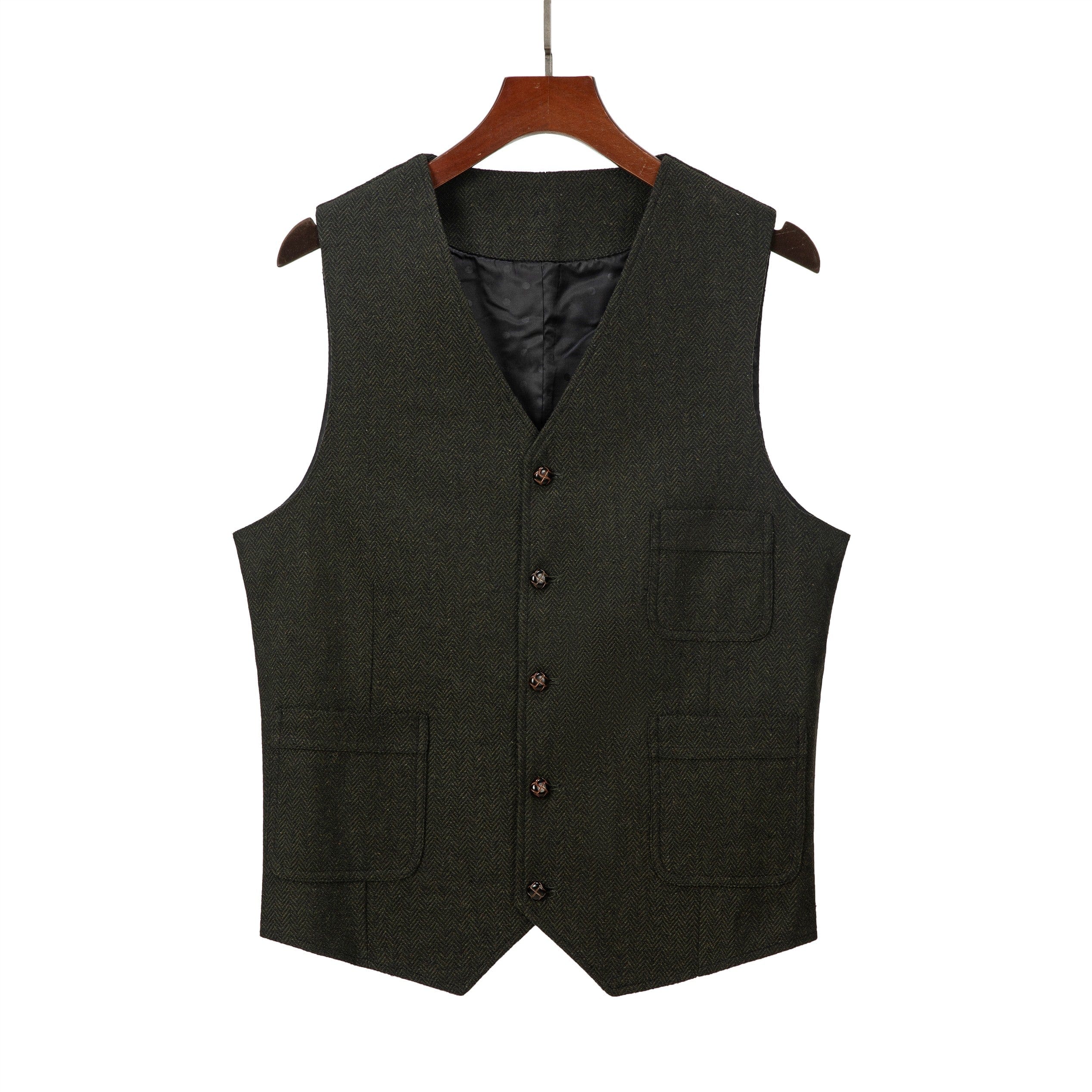 aesido Mens Business Casual Single Breasted V Neck Waistcoat