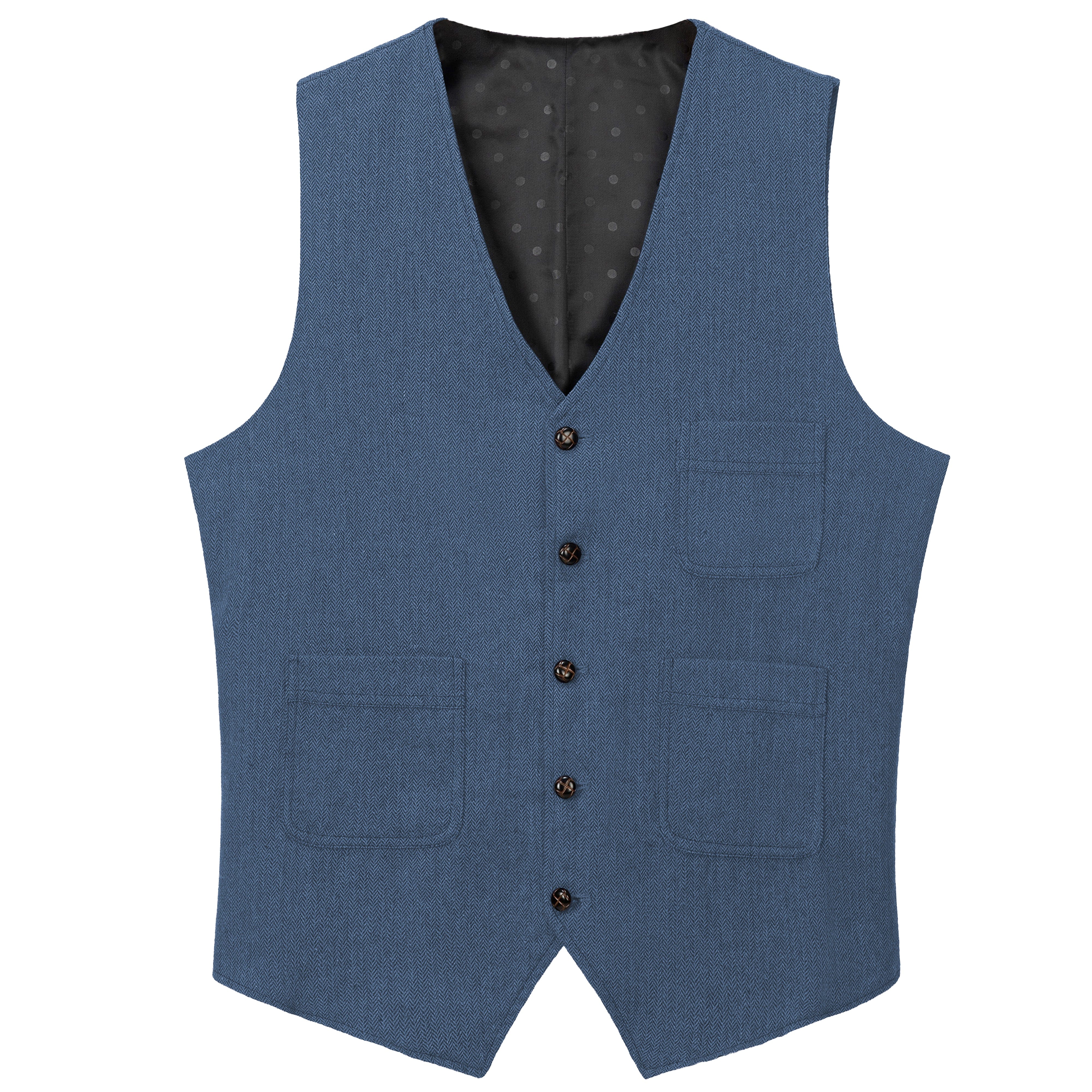 aesido Mens Business Casual Single Breasted V Neck Waistcoat