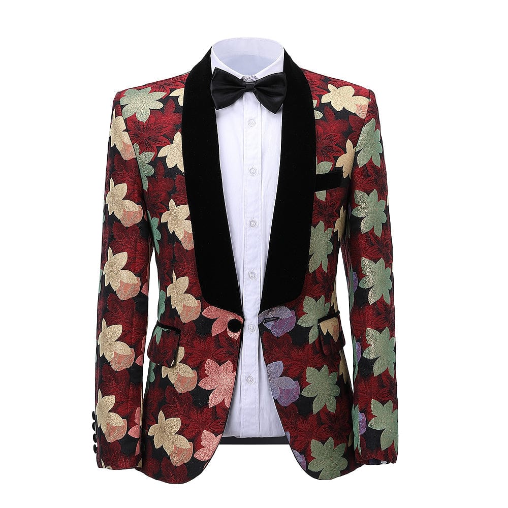 aesido Patterned 2 Pieces Mens Suit Formal Shawl Lapel Tuxedos (Blazer+Pants)