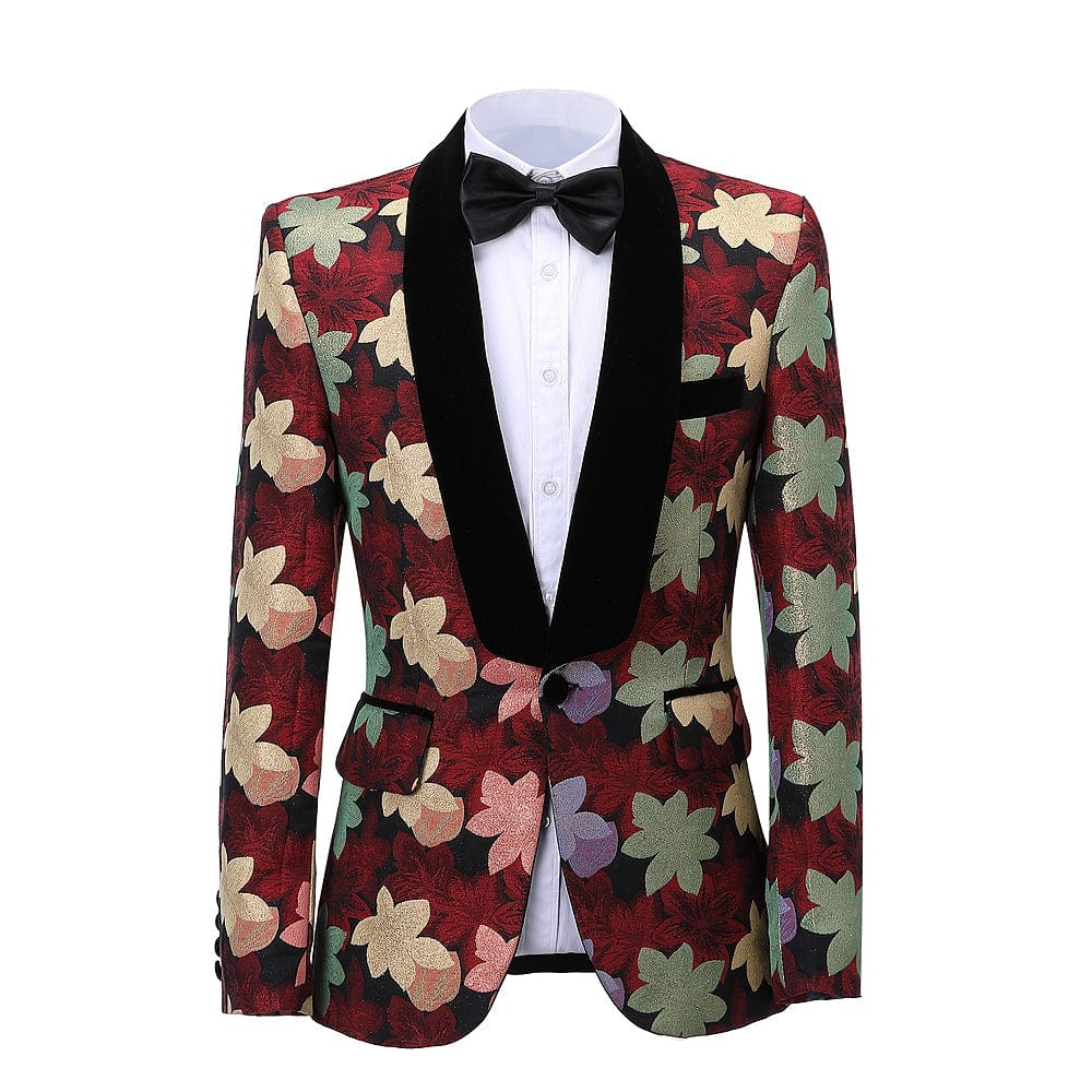 aesido Patterned 2 Pieces Mens Suit Formal Shawl Lapel Tuxedos (Blazer+Pants)