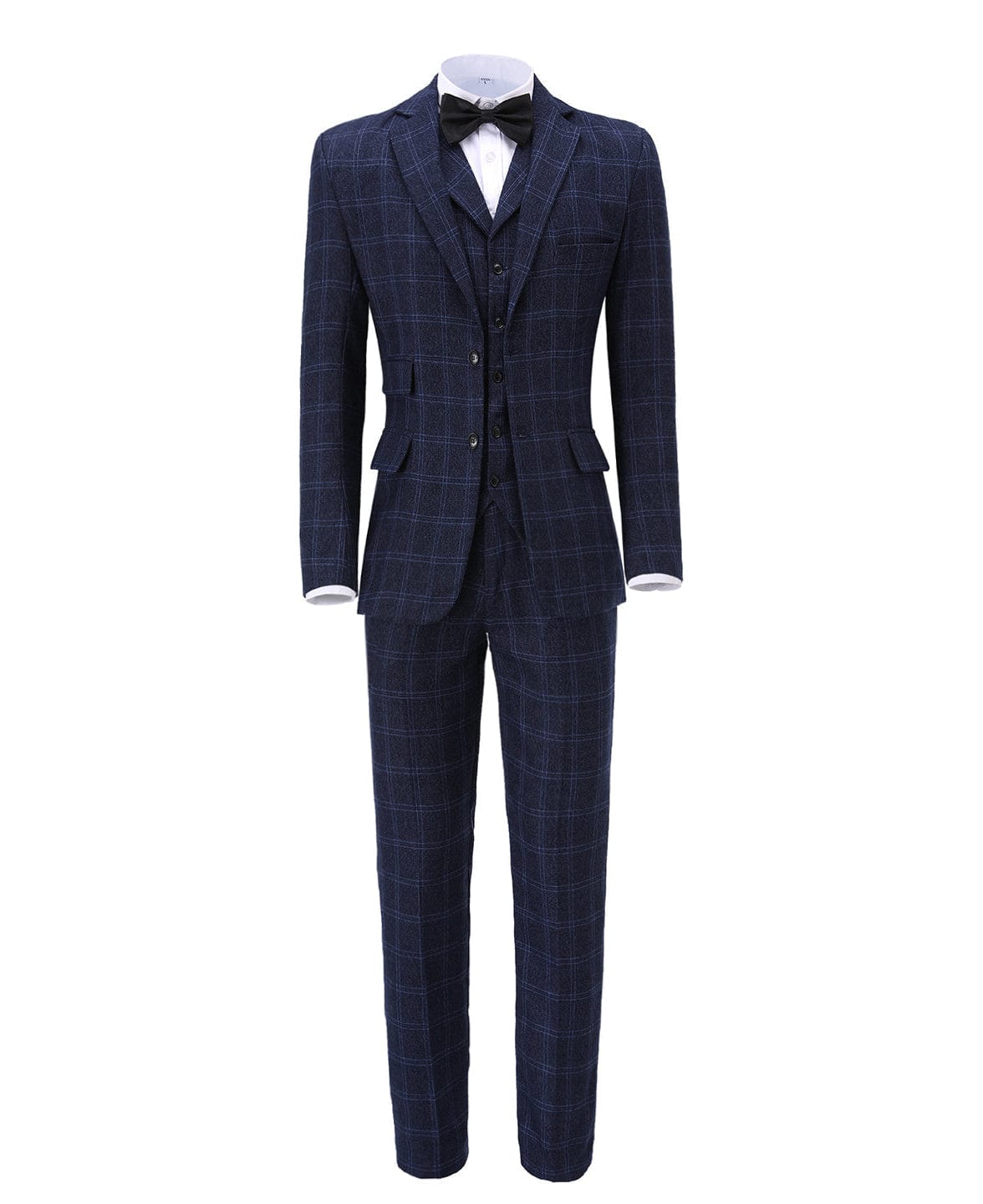 aesido Plaid Notch Lapel 3 Pieces Mens Suit For Wedding (Blazer+vest+Pants)