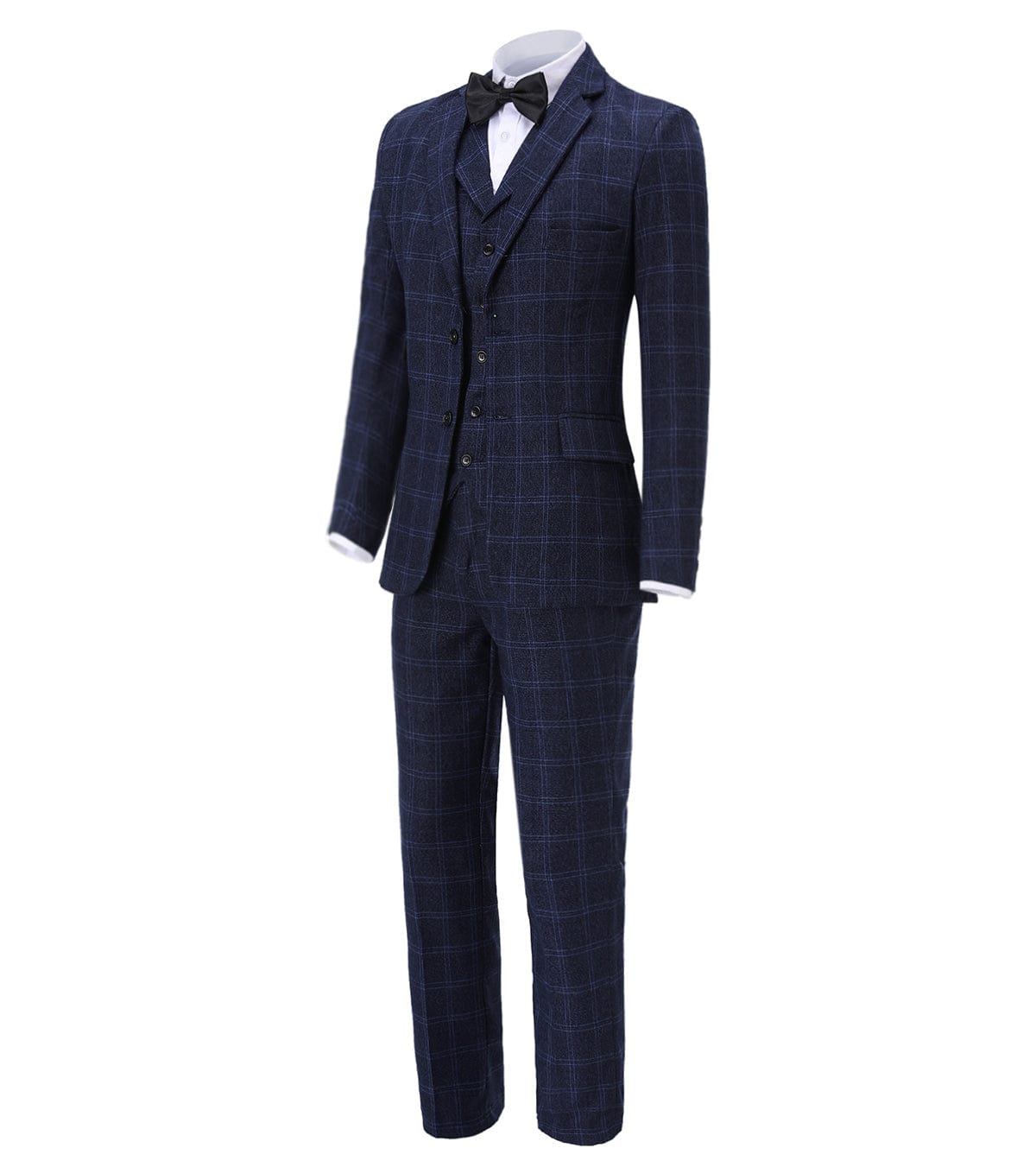 aesido Plaid Notch Lapel 3 Pieces Mens Suit For Wedding (Blazer+vest+Pants)