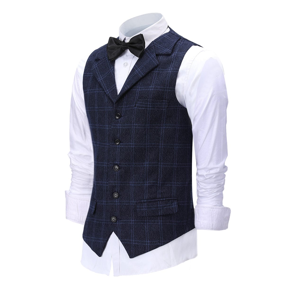 aesido Plaid Notch Lapel 3 Pieces Mens Suit For Wedding (Blazer+vest+Pants)