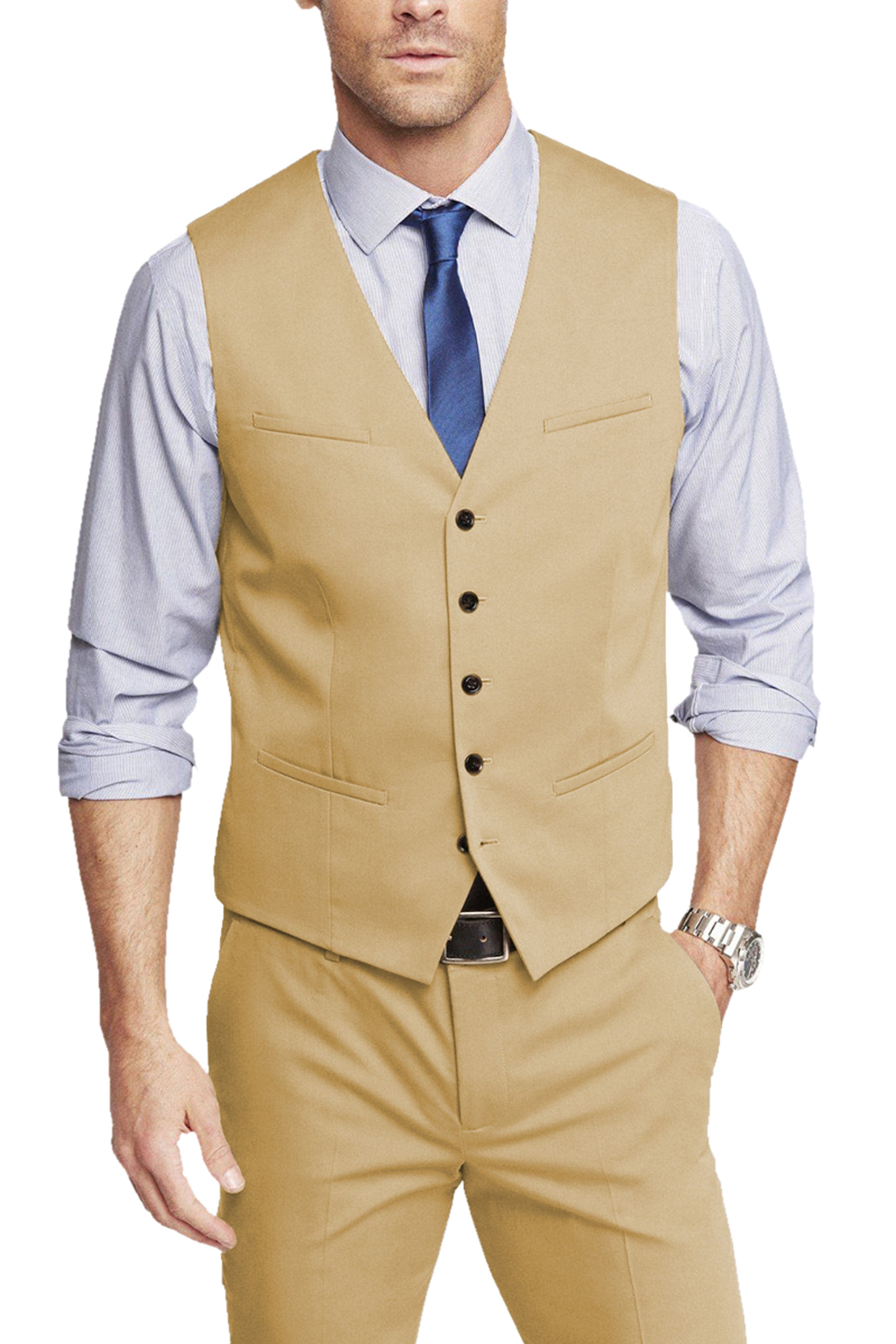 aesido Single Breasted V Neck Men's Waistcoat