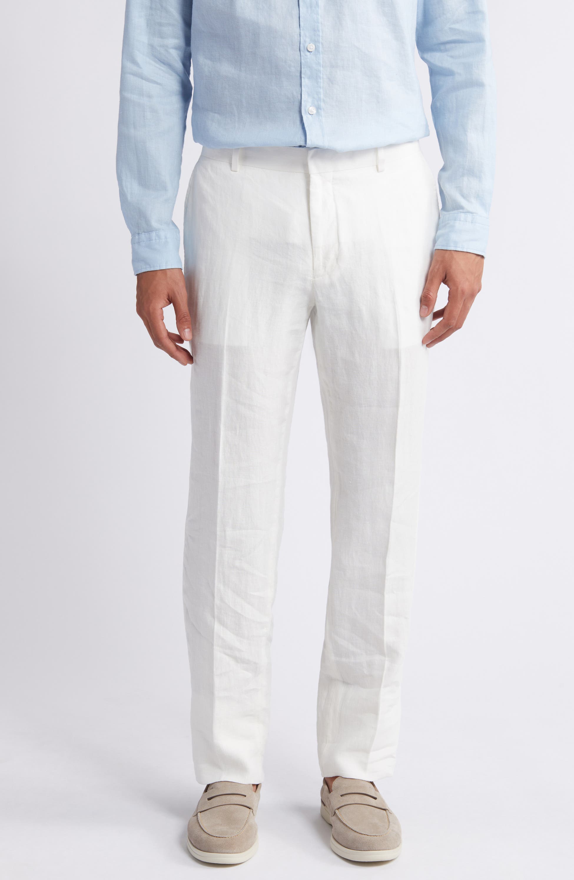 aesido Summer White Linen Casual Men's Pants